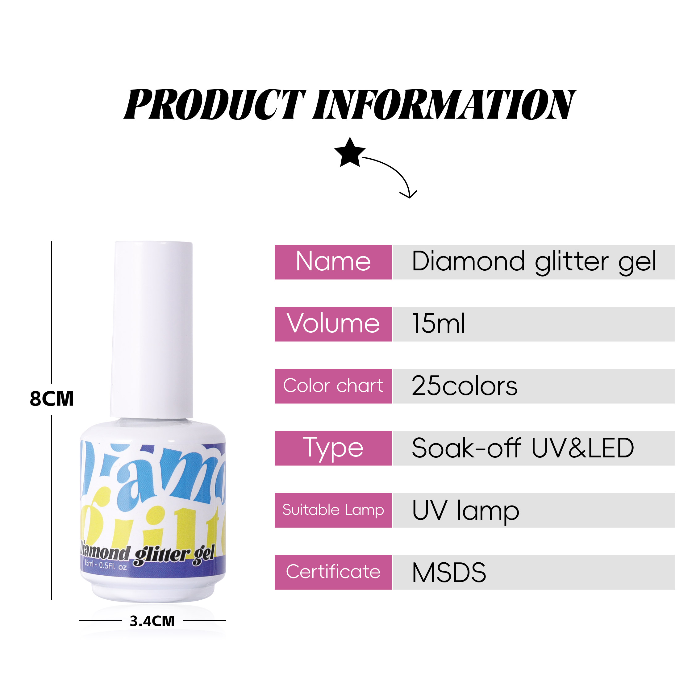 Diamond glitter gel
