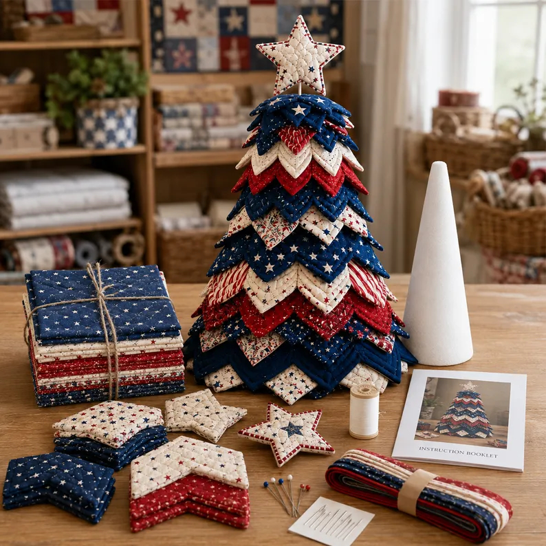 Americana Christmas Tree Quilt Kit
