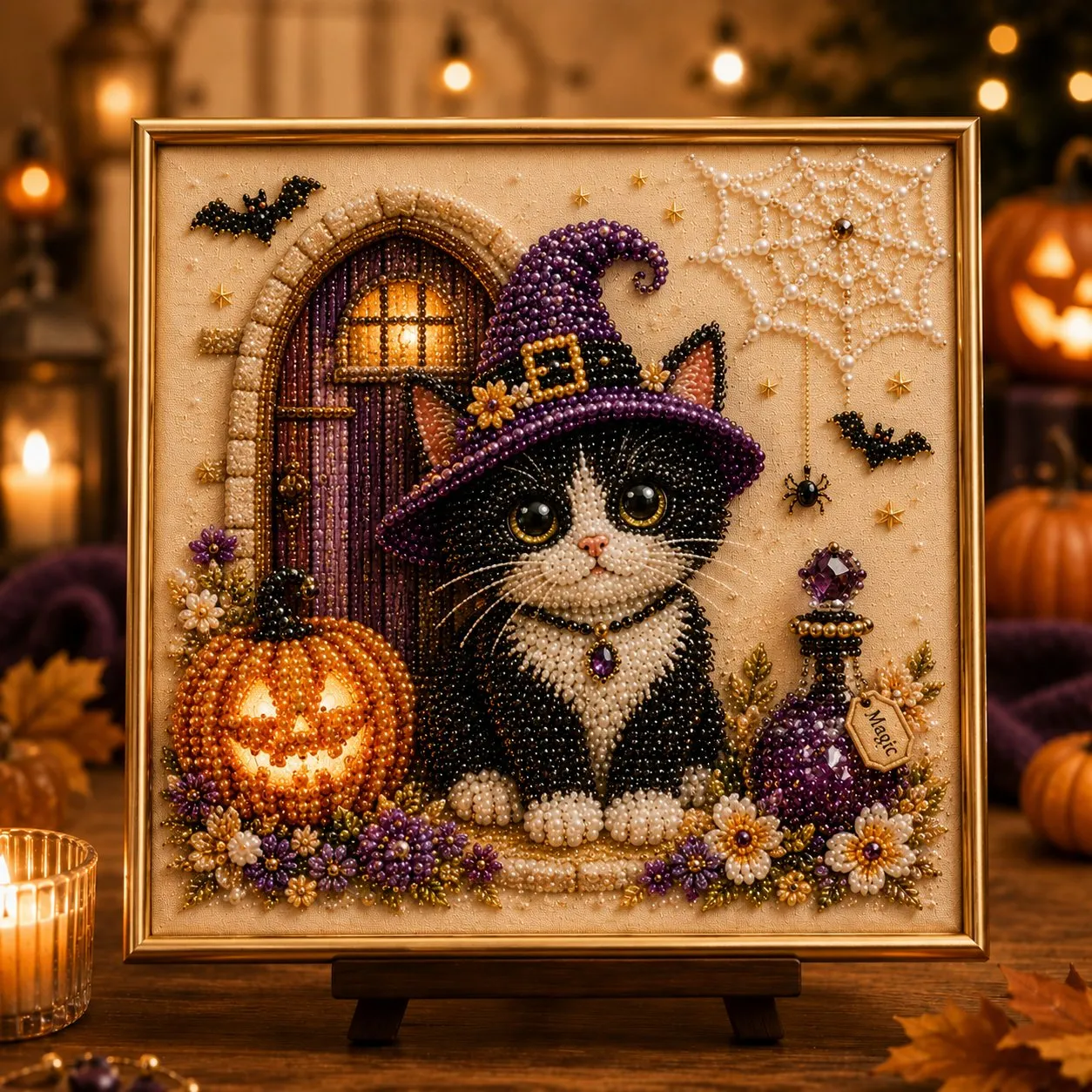🔥 Last Day 75% OFF – 👻✨ Halloween Pearl Art DIY Kit – Turn Tiny Pearls into Spooky-Cute Magic
