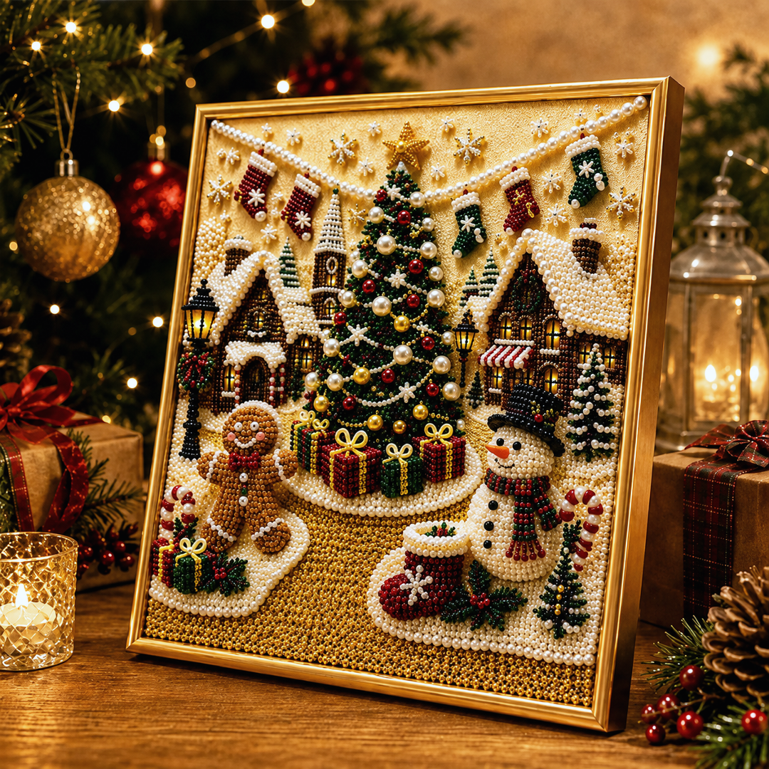 🧘Relaxing & Beginner-Friendly-🎄🎅 Premium 3D Pearl Christmas Wall Art Kit