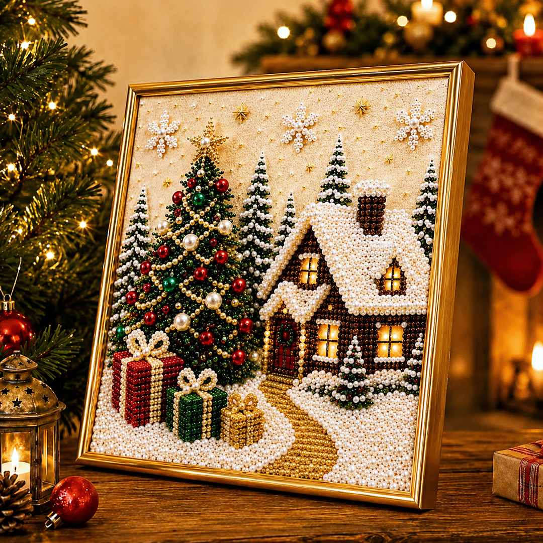 🧘Relaxing & Beginner-Friendly-🎄🎅 Premium 3D Pearl Christmas Wall Art Kit
