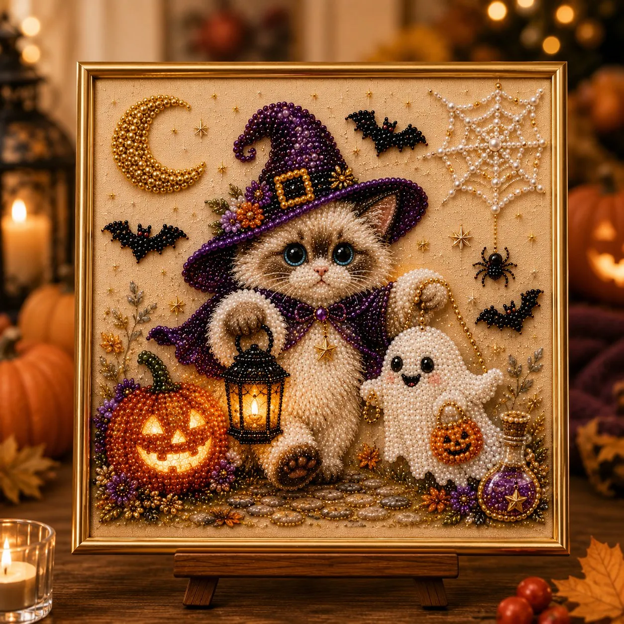 🔥 Last Day 75% OFF – 👻✨ Halloween Pearl Art DIY Kit – Turn Tiny Pearls into Spooky-Cute Magic