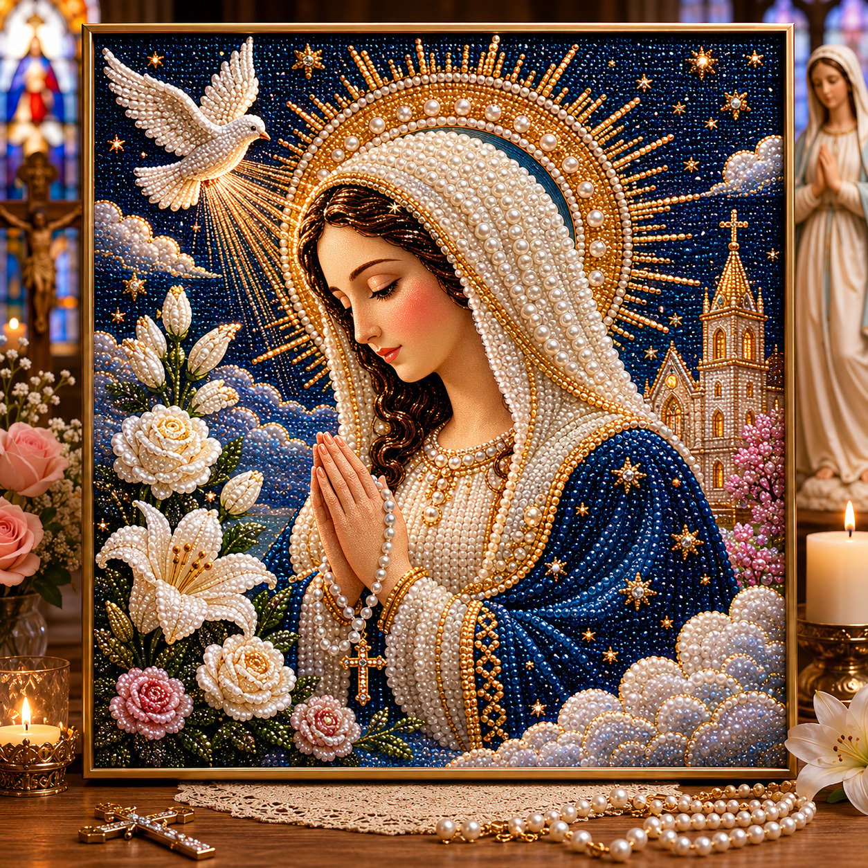 🧘Relaxing & Beginner-Friendly-🎄🎅 Premium 3D Pearl Christmas Wall Art Kit
