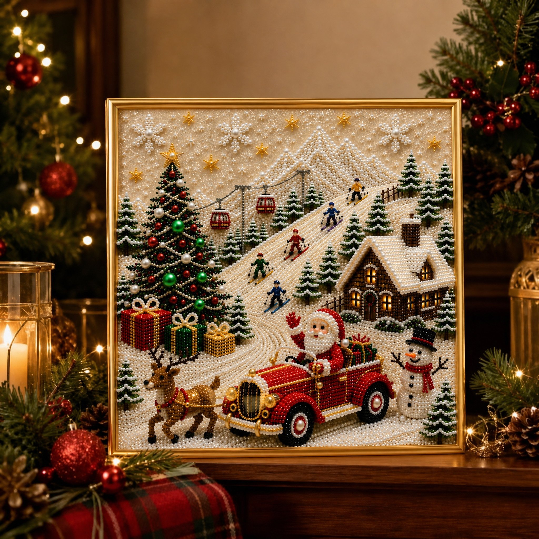 🧘Relaxing & Beginner-Friendly-🎄🎅 Premium 3D Pearl Christmas Wall Art Kit