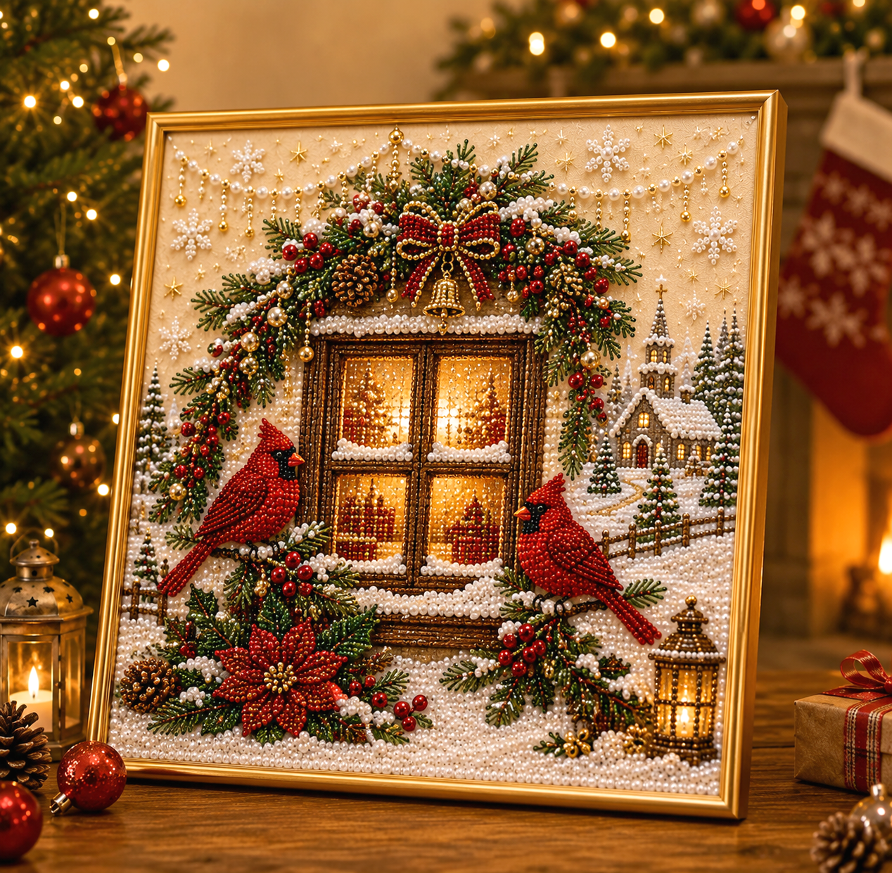 🧘Relaxing & Beginner-Friendly-🎄🎅 Premium 3D Pearl Christmas Wall Art Kit