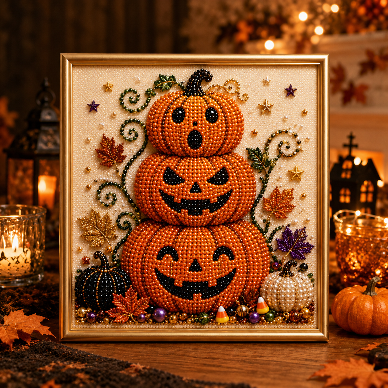 🔥 Last Day 75% OFF – 👻✨ Halloween Pearl Art DIY Kit – Turn Tiny Pearls into Spooky-Cute Magic