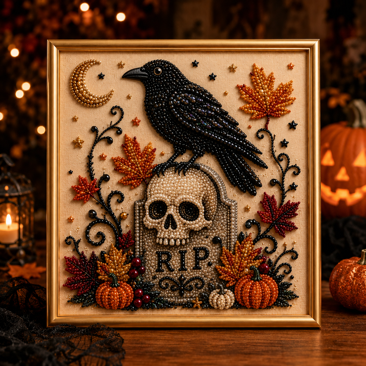 🔥 Last Day 75% OFF – 👻✨ Halloween Pearl Art DIY Kit – Turn Tiny Pearls into Spooky-Cute Magic