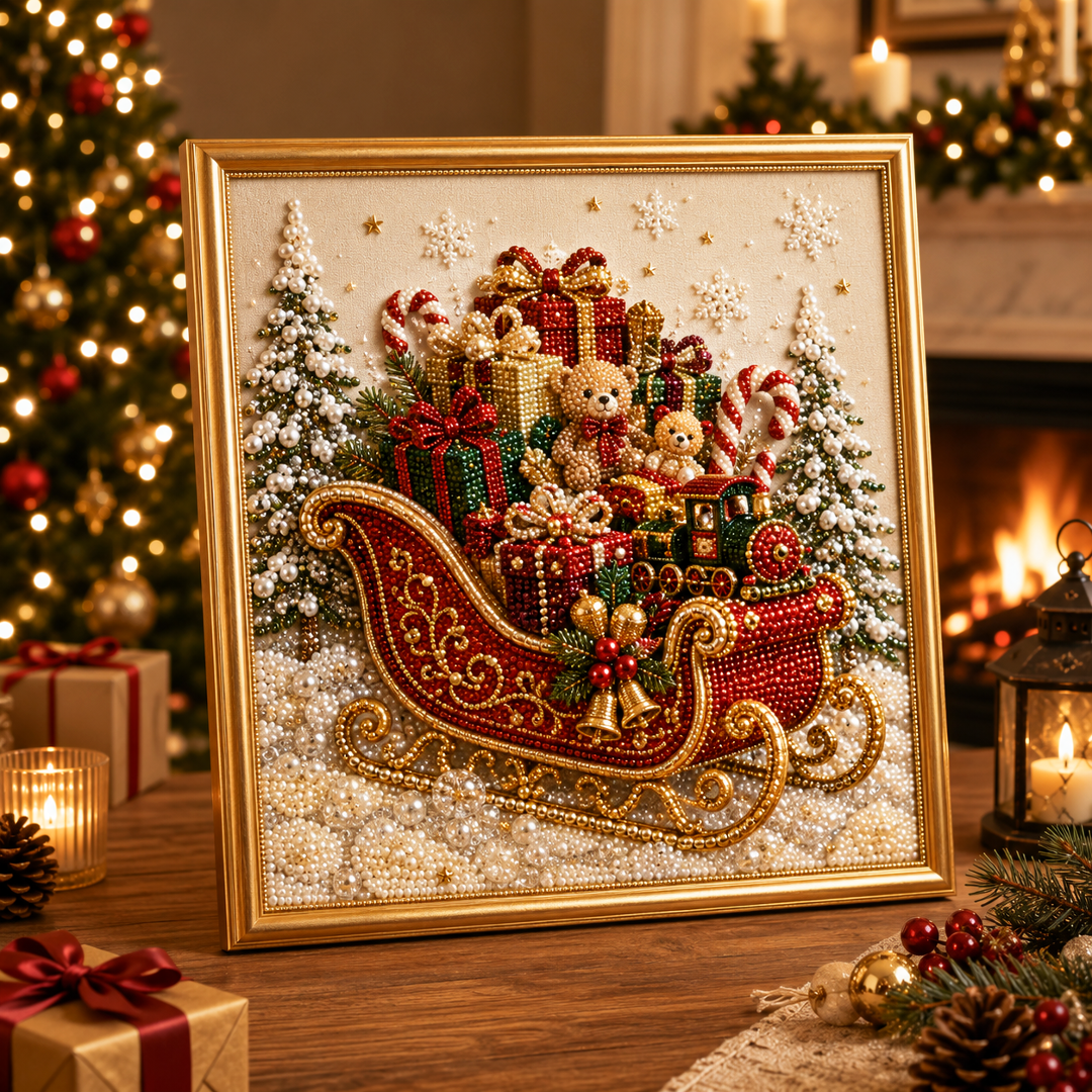 🧘Relaxing & Beginner-Friendly-🎄🎅 Premium 3D Pearl Christmas Wall Art Kit