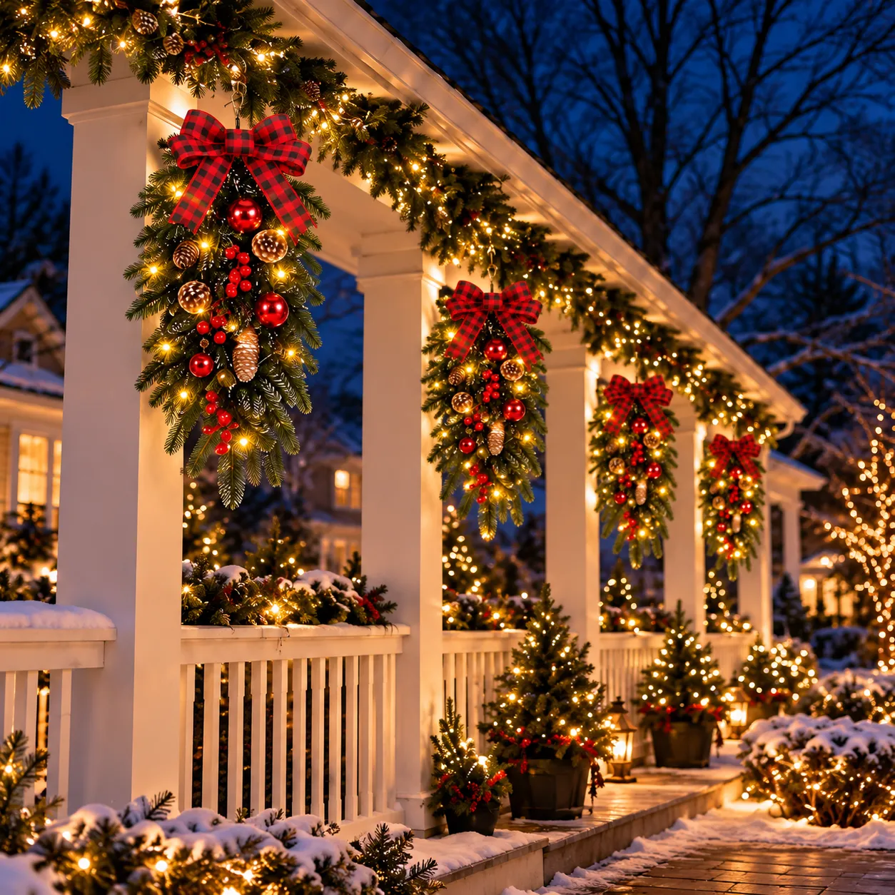 🏵️Christmas Teardrop Swag with Lights for Decorating✨