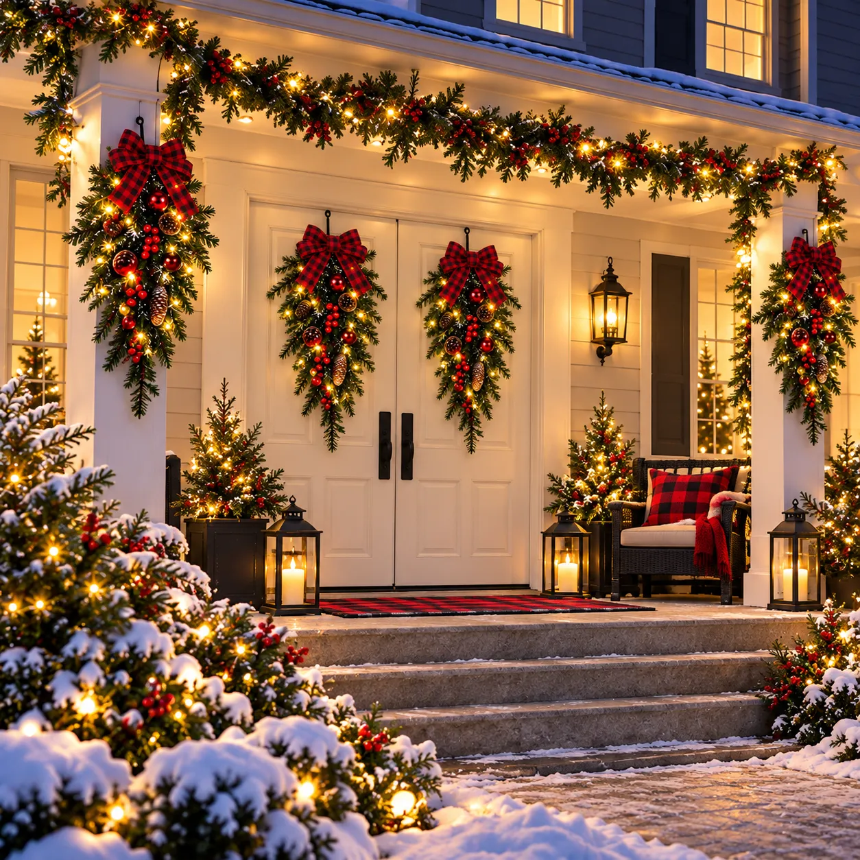 🏵️Christmas Teardrop Swag with Lights for Decorating✨
