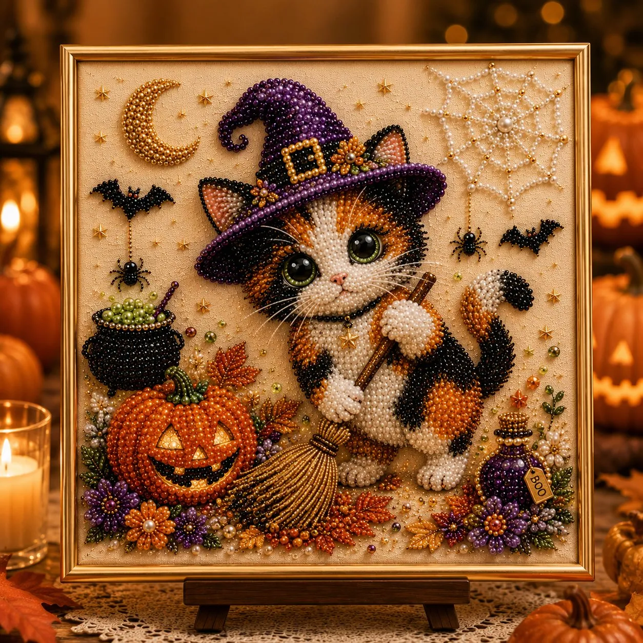 🔥 Last Day 75% OFF – 👻✨ Halloween Pearl Art DIY Kit – Turn Tiny Pearls into Spooky-Cute Magic