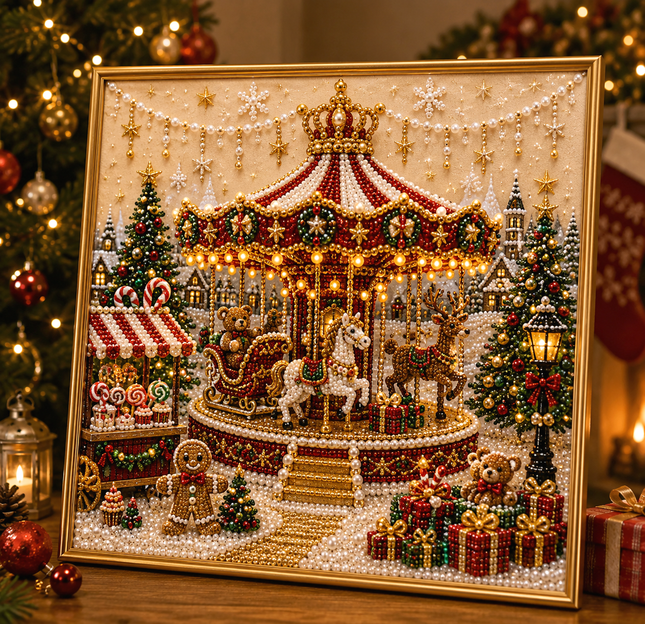 🧘Relaxing & Beginner-Friendly-🎄🎅 Premium 3D Pearl Christmas Wall Art Kit