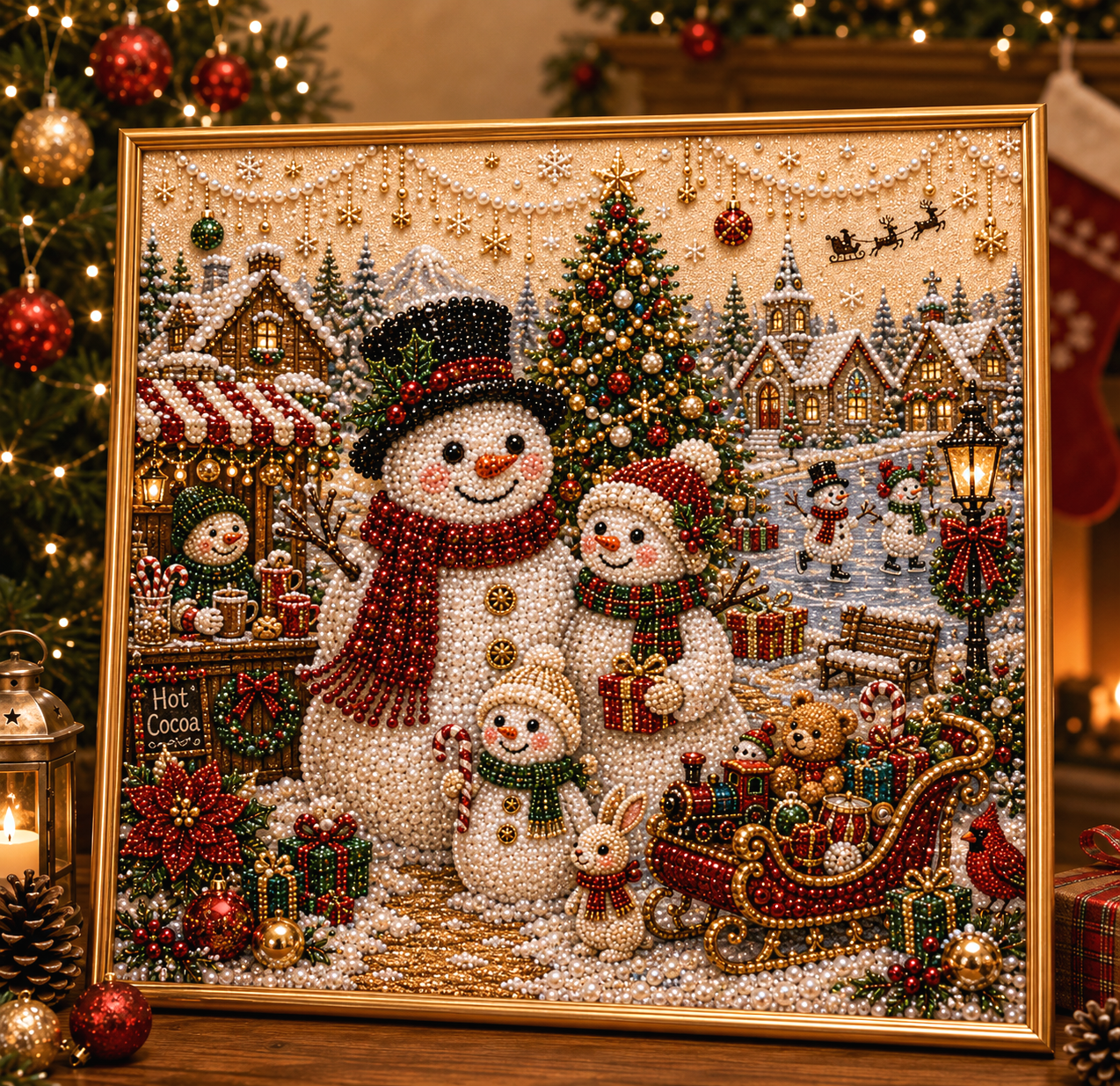 🧘Relaxing & Beginner-Friendly-🎄🎅 Premium 3D Pearl Christmas Wall Art Kit