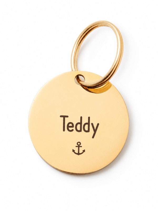 Circle Pet ID Tag: Anchor Icon