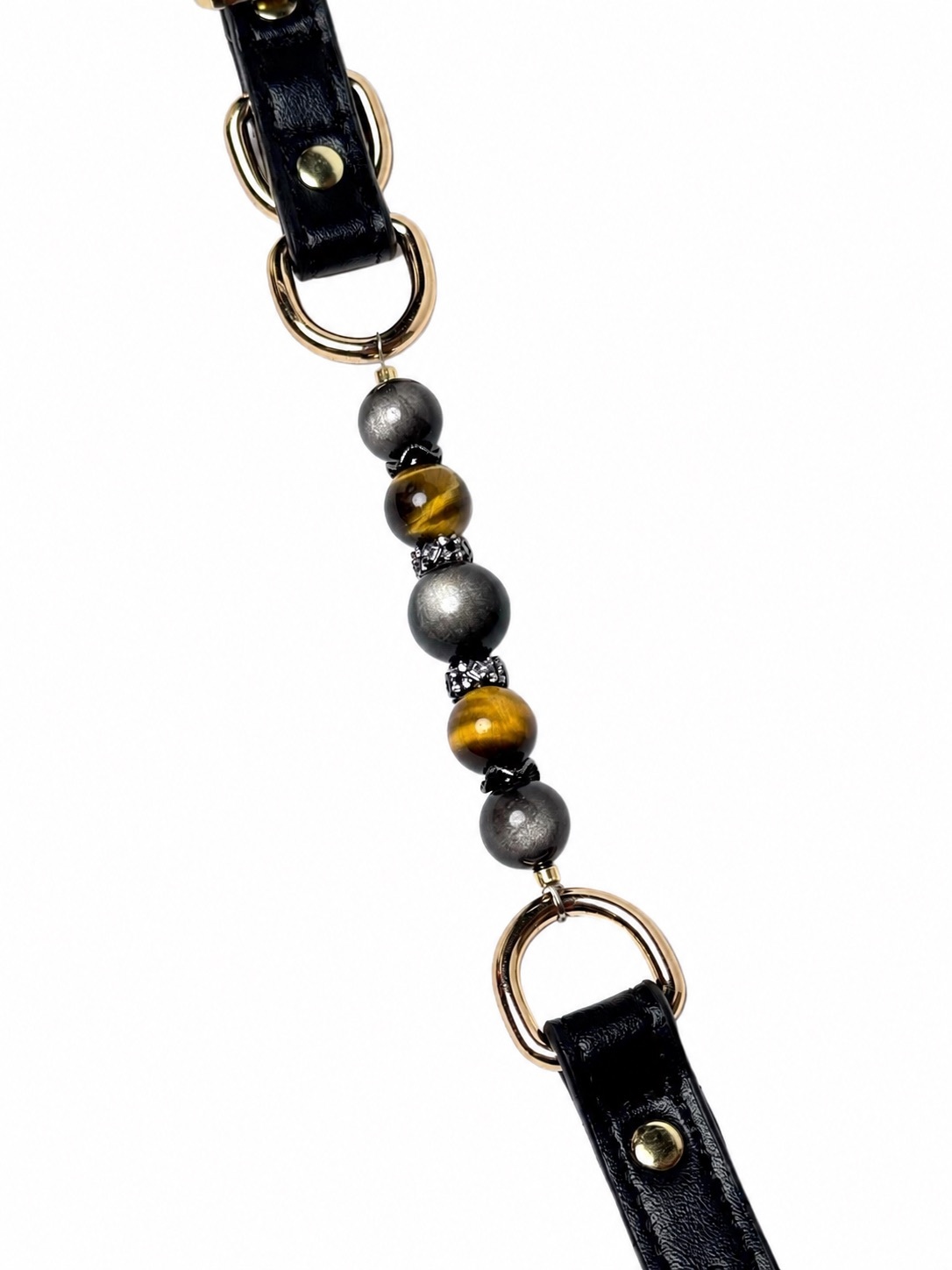 Silver Obsidian & Tiger Eye Pet Crystal Collar
