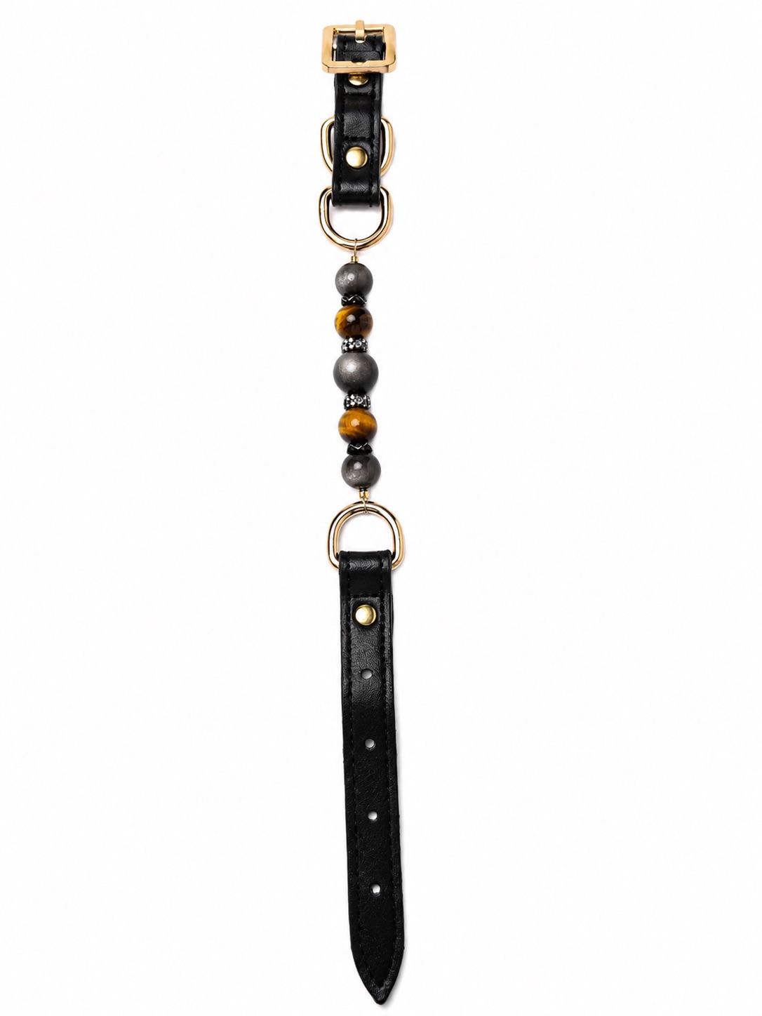 Silver Obsidian & Tiger Eye Pet Crystal Collar