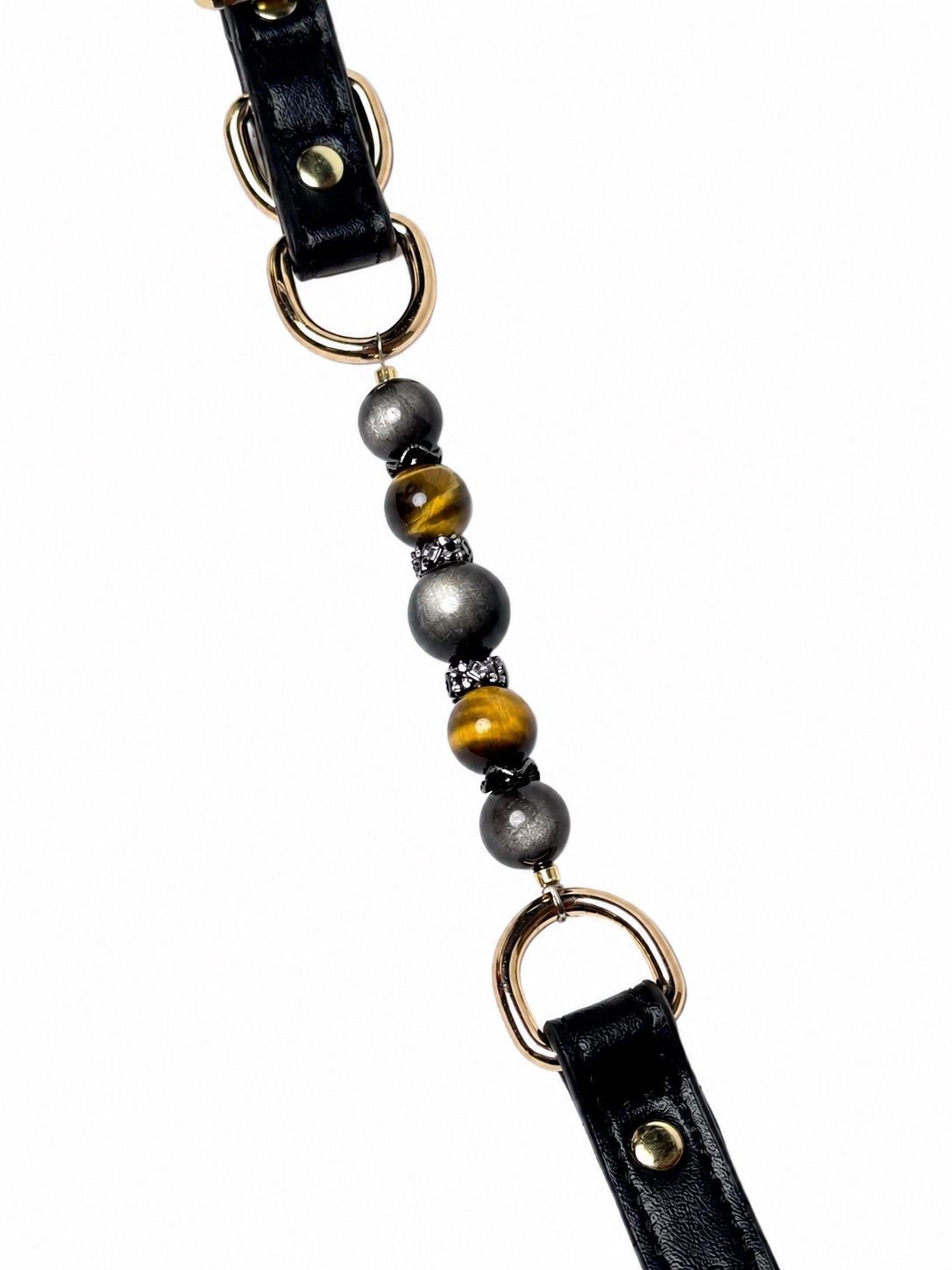 Silver Obsidian & Tiger Eye Pet Crystal Collar