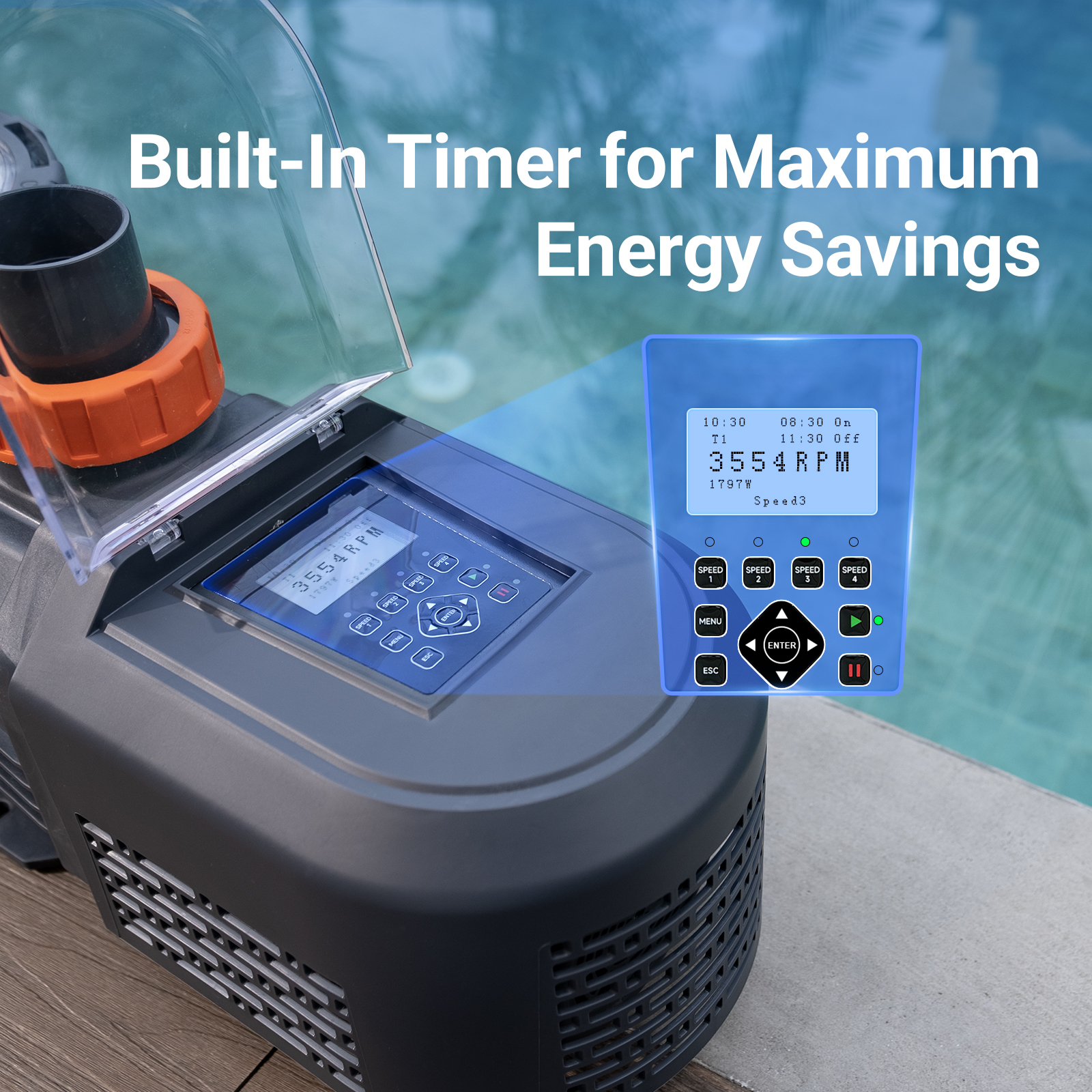 2.5HP Energy Efficient Variable Speed Pool Pump for Inground Pools 220v