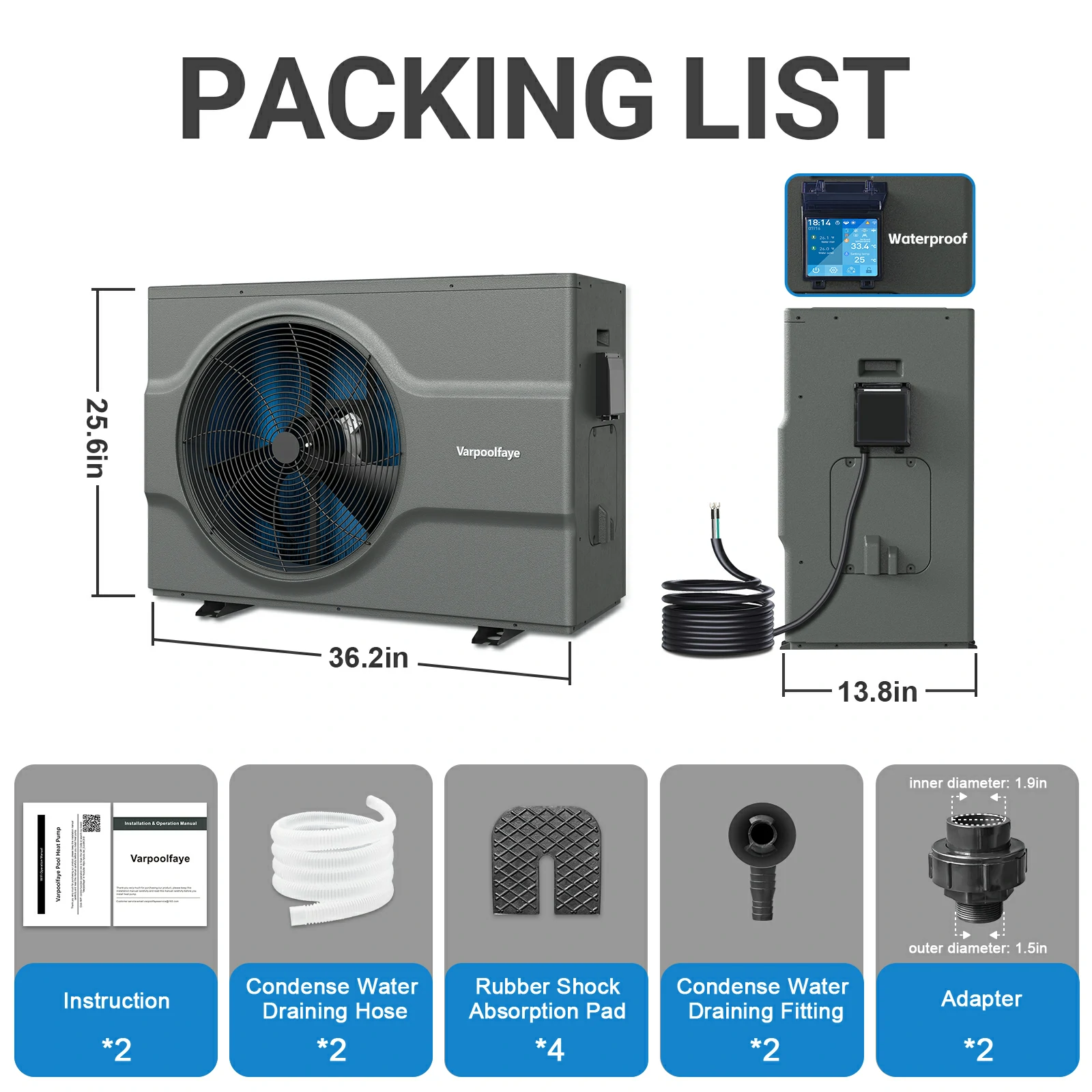 17,000 Gallon Electric Pool Heater for Inground Pools 220V | 58,000 Btu Inverter Swimming Pool Heat Pump For Above Ground Pool With High COP 6.6 Energy Save 45% WiFi App Control