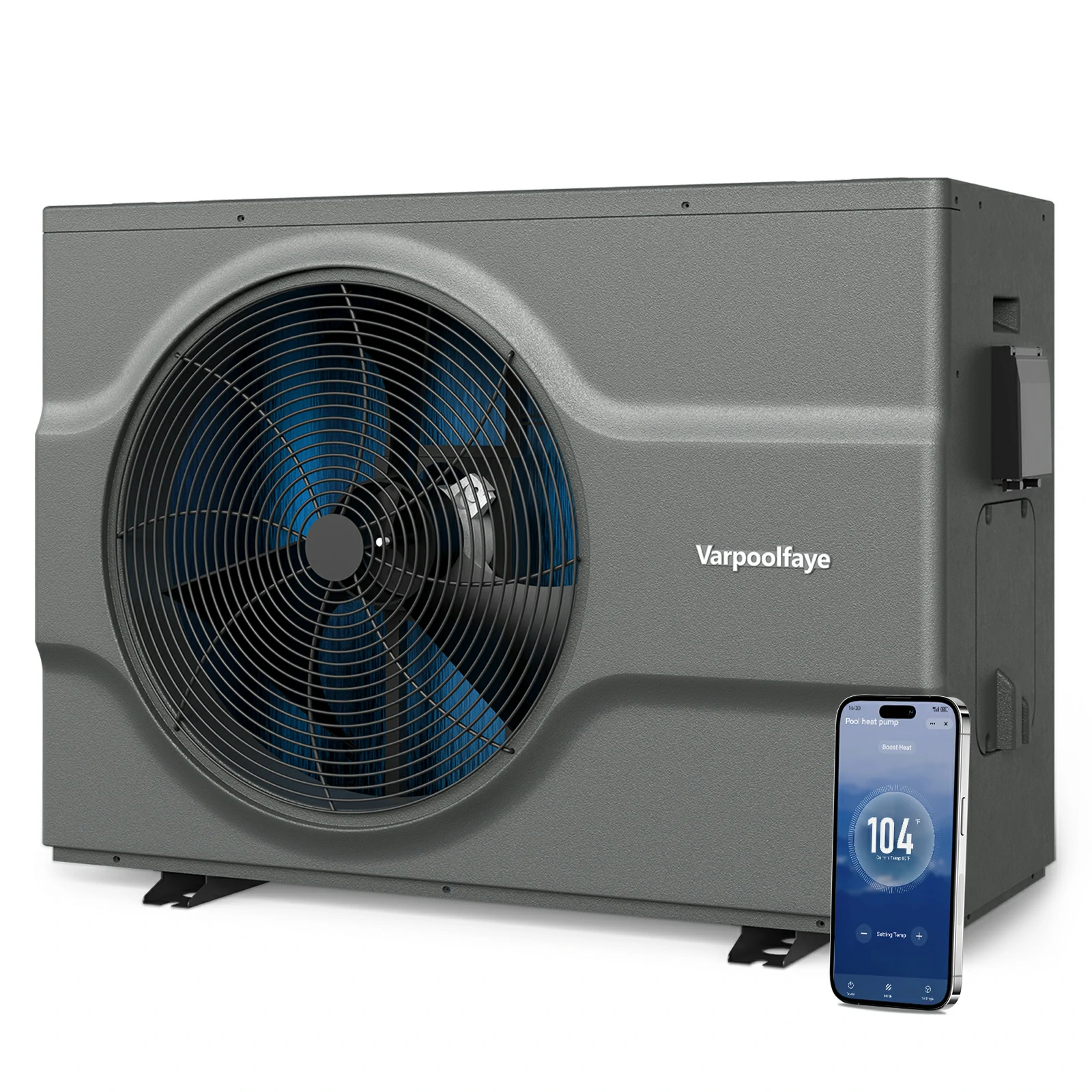 120,000 Btu Inverter Pool Heat Pump for Inground Pools 220V | 33000 Gallon Electric Pool Heater For Above Ground and Inground Pool With High COP 12.3 Energy Save 45% WiFi App Control