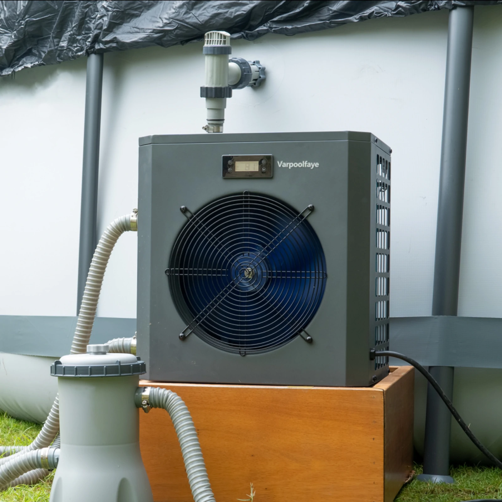 16000 BTU Electric Pool Heater for Above Ground Pool | Swimming Electric Pool Heat Pump For 5000 Gallon With High Efficiency COP 4.3 110V 60Hz Heating or Cooling WiFi Control