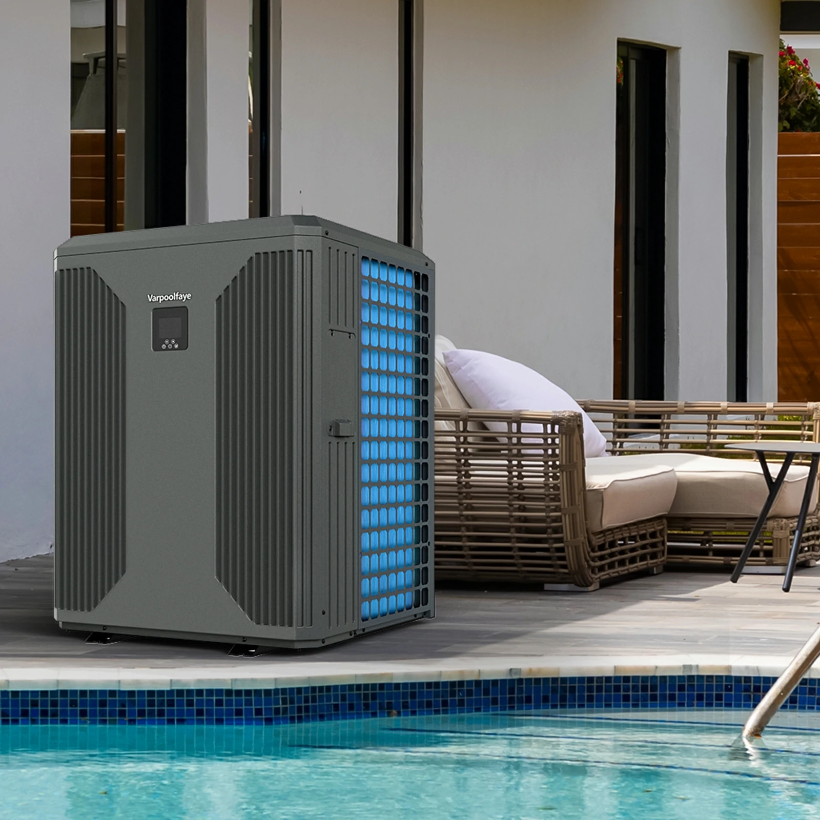42000 Gallon Swimming Pool heater For Above Ground Pool 220v | 140000 BTU Electric Pool Heat Pump For Inground Pools Heating Cooling WiFi Control Schedule COP 12.8 Energy-efficient 47dB