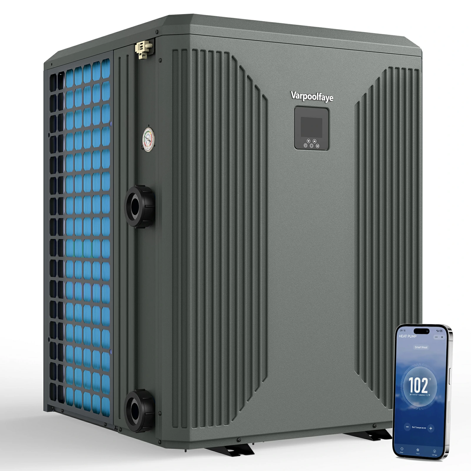 42000 Gallon Swimming Pool heater For Above Ground Pool 220v | 140000 BTU Electric Pool Heat Pump For Inground Pools Heating Cooling WiFi Control Schedule COP 12.8 Energy-efficient 47dB