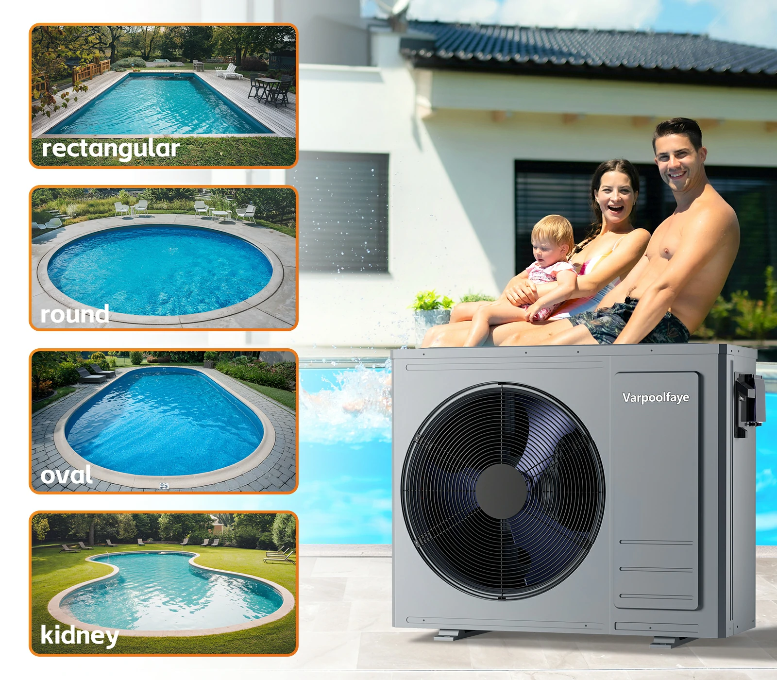 35100BTU Swimming Pool Heat Pumps Up to 10000 Gallons 220v | Utilizes Air-source Tech, Pool Heater For Inground Pools With COP6.5 Offer a Energy-efficient Heating and Cooling Solution