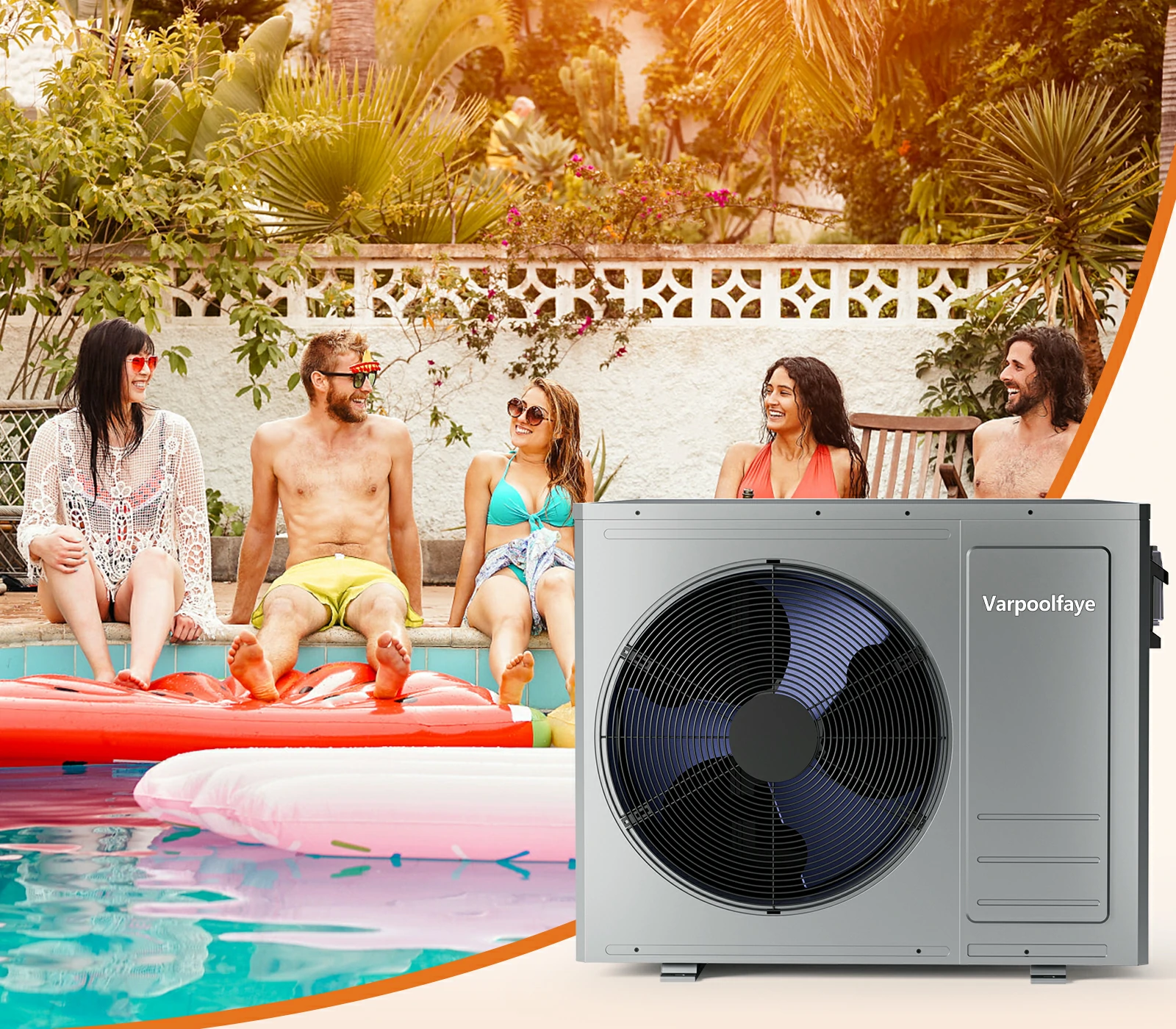 35100BTU Swimming Pool Heat Pumps Up to 10000 Gallons 220v | Utilizes Air-source Tech, Pool Heater For Inground Pools With COP6.5 Offer a Energy-efficient Heating and Cooling Solution