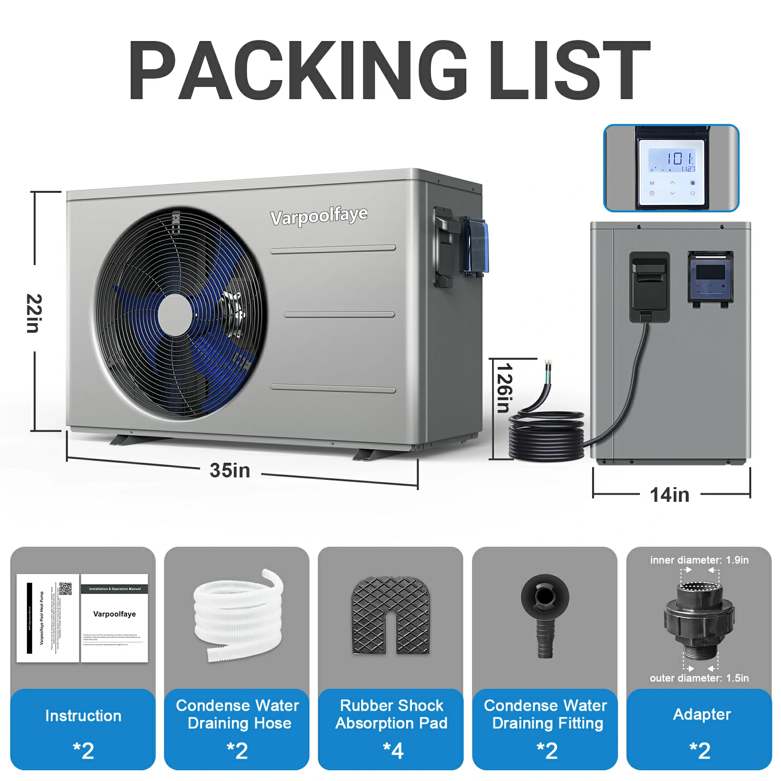 40000 BTU Pool Heater for Above Ground and Inground Pools 220v | Pool Heat Pump Heating or Cooling Up to 12000 Gallon COP 6.2 Energy-efficient, Save 45% WiFi App Control