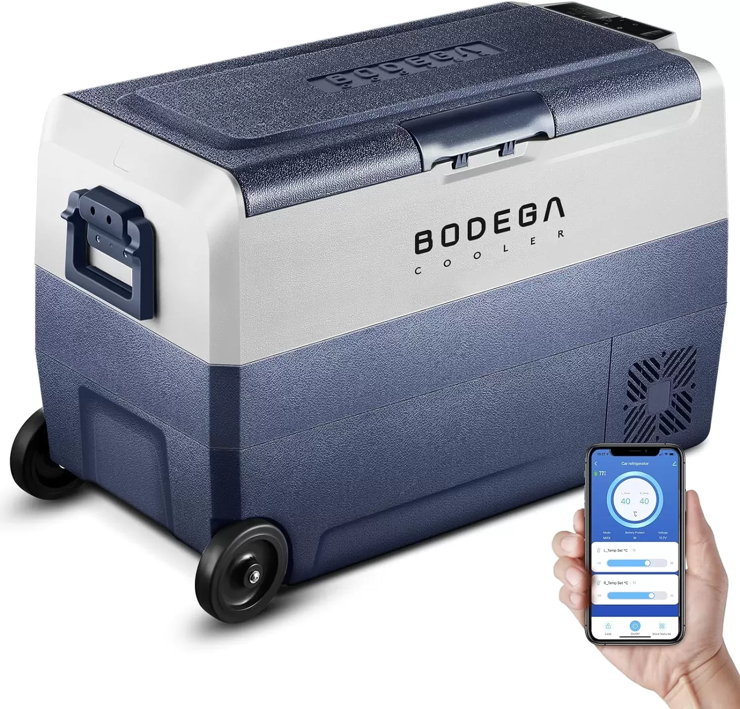 【Upgraded】BODEGACOOLER 12 Volt Refrigerator, Portable Freezer, Car Fridge Dual Zone WIFI APP Control, 53 Quart（50L）-4℉-68℉ RV Car Cooler 12/24V DC and 100-240V AC for Outdoor, Vehicles, Camping