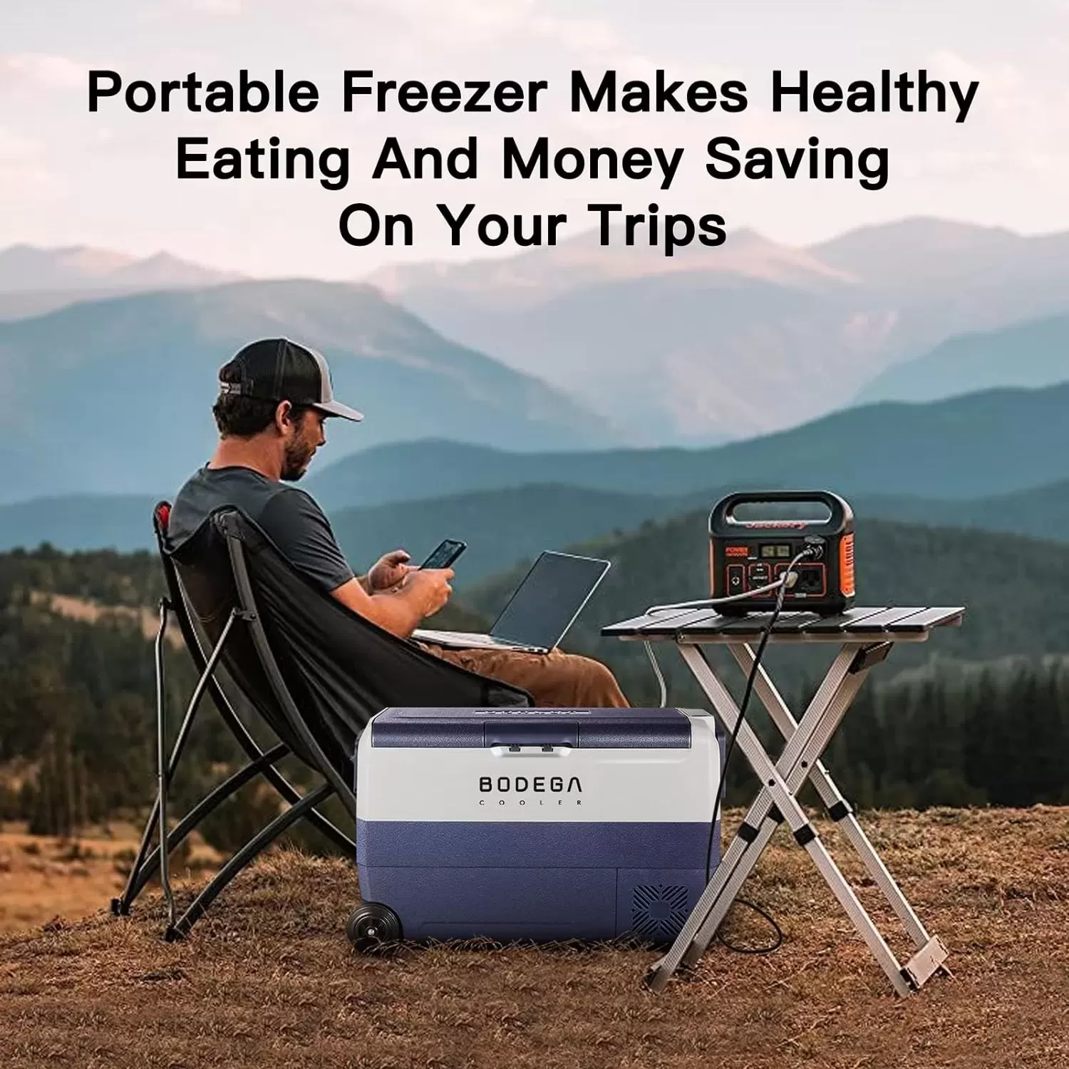 【Upgraded】BODEGACOOLER 12 Volt Refrigerator, Portable Freezer, Car Fridge Dual Zone WIFI APP Control, 53 Quart（50L）-4℉-68℉ RV Car Cooler 12/24V DC and 100-240V AC for Outdoor, Vehicles, Camping
