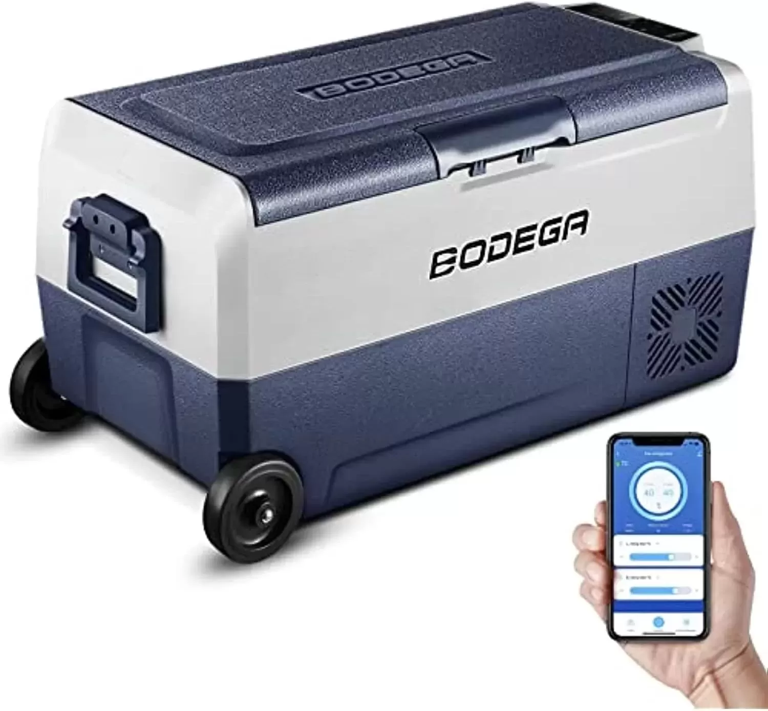 【Upgraded】BODEGACOOLER 12 Volt Refrigerator, Portable Freezer, Car Fridge Dual Zone WIFI APP Control, 53 Quart（50L）-4℉-68℉ RV Car Cooler 12/24V DC and 100-240V AC for Outdoor, Vehicles, Camping