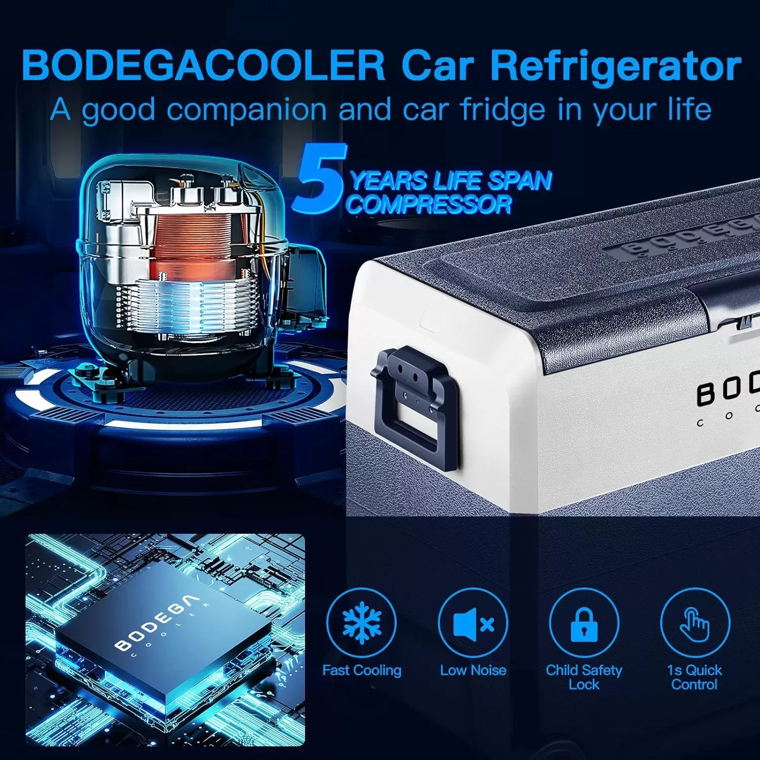 【Upgraded】BODEGACOOLER 12 Volt Refrigerator, Portable Freezer, Car Fridge Dual Zone WIFI APP Control, 53 Quart（50L）-4℉-68℉ RV Car Cooler 12/24V DC and 100-240V AC for Outdoor, Vehicles, Camping