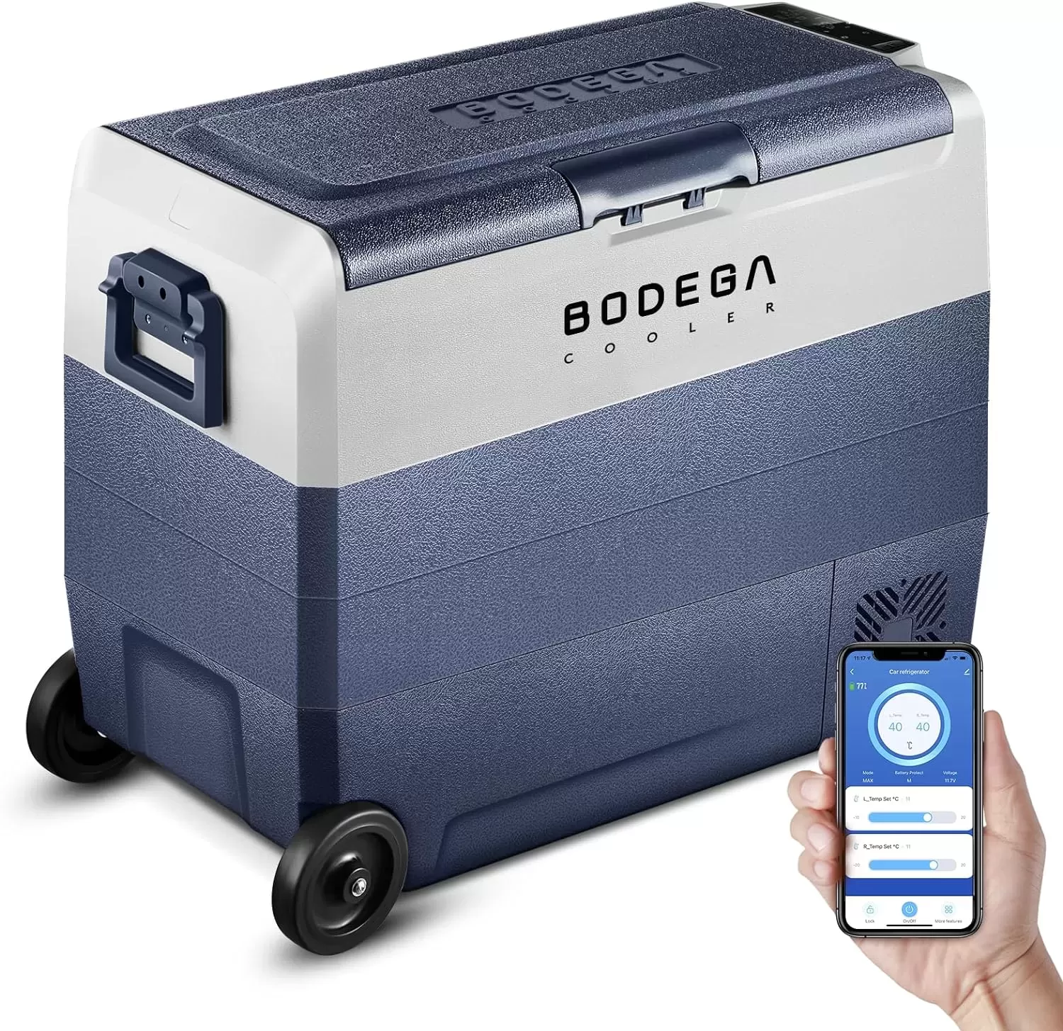 【Upgraded】BODEGACOOLER 12 Volt Refrigerator, Portable Freezer, Car Fridge Dual Zone WIFI APP Control, 53 Quart（50L）-4℉-68℉ RV Car Cooler 12/24V DC and 100-240V AC for Outdoor, Vehicles, Camping