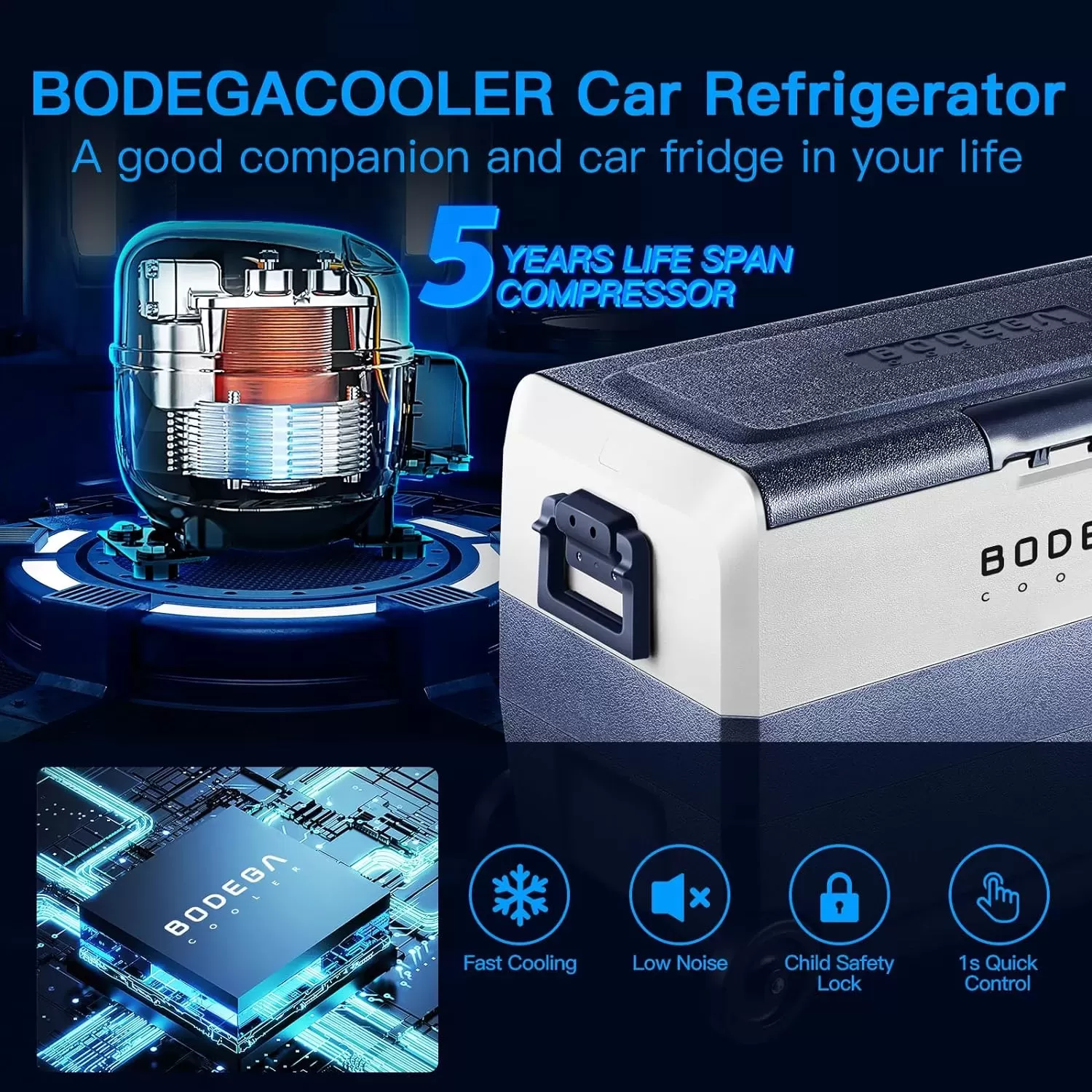 【Upgraded】BODEGACOOLER 12 Volt Refrigerator, Portable Freezer, Car Fridge Dual Zone WIFI APP Control, 53 Quart（50L）-4℉-68℉ RV Car Cooler 12/24V DC and 100-240V AC for Outdoor, Vehicles, Camping
