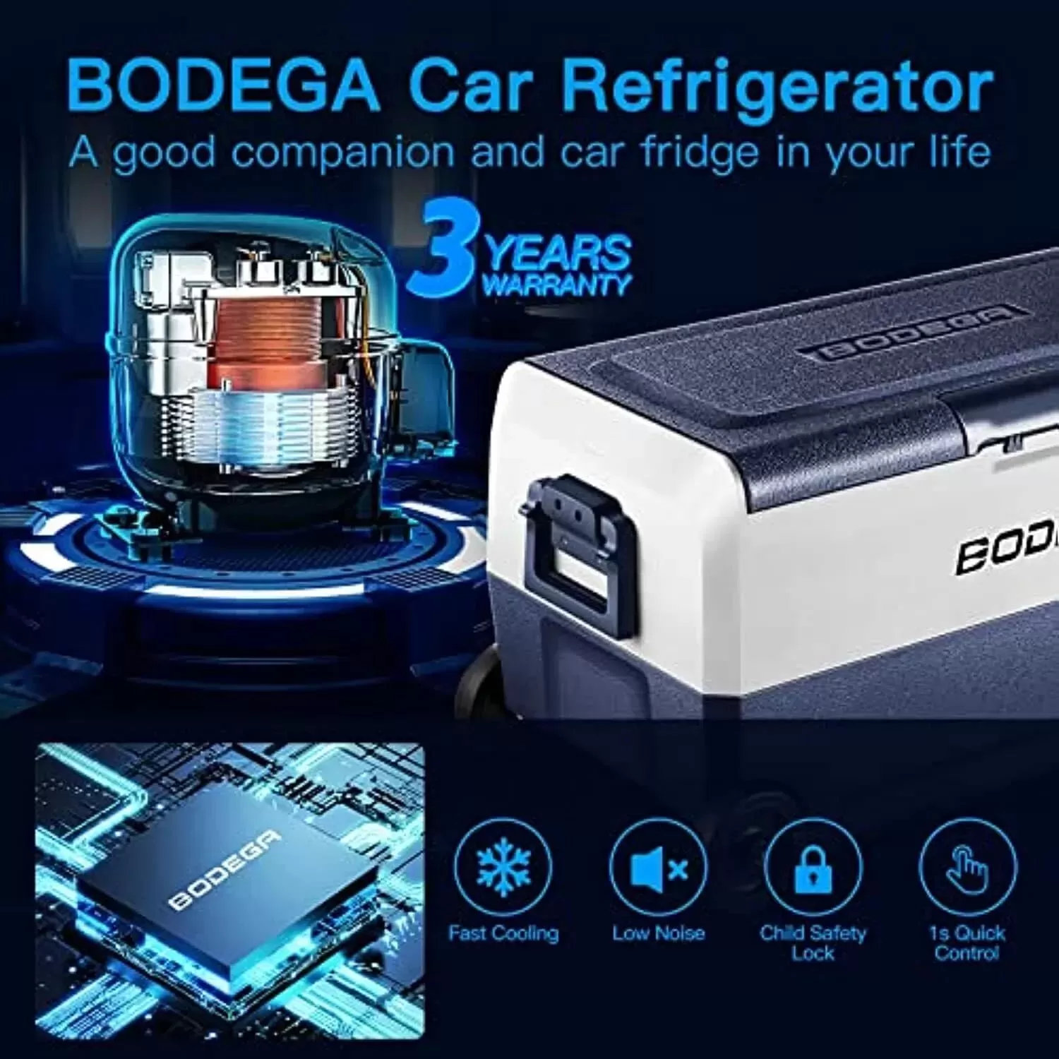 【Upgraded】BODEGACOOLER 12 Volt Refrigerator, Portable Freezer, Car Fridge Dual Zone WIFI APP Control, 53 Quart（50L）-4℉-68℉ RV Car Cooler 12/24V DC and 100-240V AC for Outdoor, Vehicles, Camping