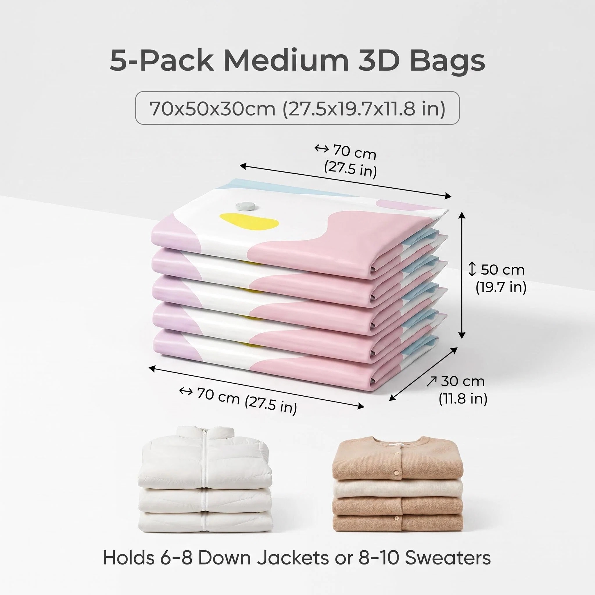 Thickened, vacuum-sealed, three-dimensional storage bag for clothes and bedding without the need for vacuuming