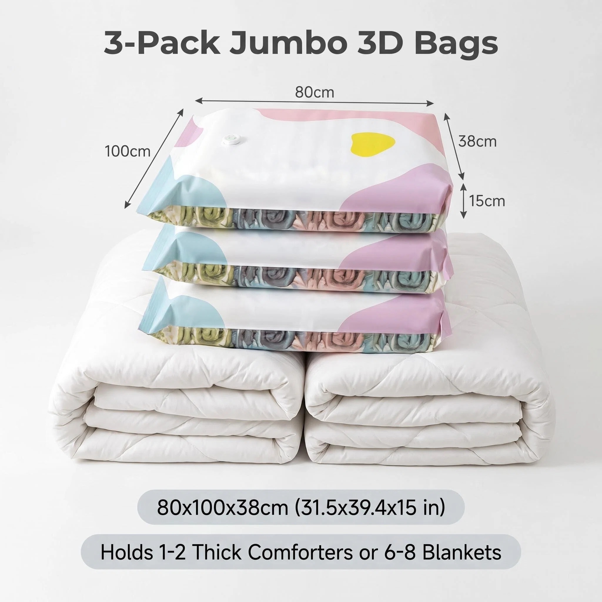 Thickened, vacuum-sealed, three-dimensional storage bag for clothes and bedding without the need for vacuuming