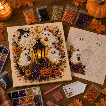💥 Last Day 49% OFF – 👻✨ Halloween Pearl Art DIY Kit – Turn Tiny Pearls into Spooky-Cute Magic