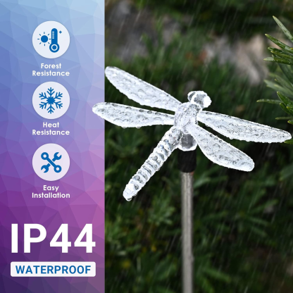 Solar Garden Lights, 3-Pack Butterfly, Hummingbird & Dragonfly LED Stake Lights for Yard, Patio & Lawn