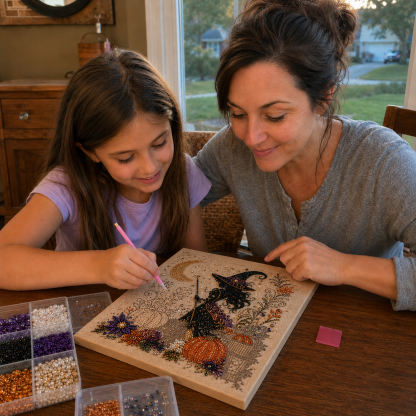 💥 Last Day 49% OFF – 👻✨ Halloween Pearl Art DIY Kit – Turn Tiny Pearls into Spooky-Cute Magic