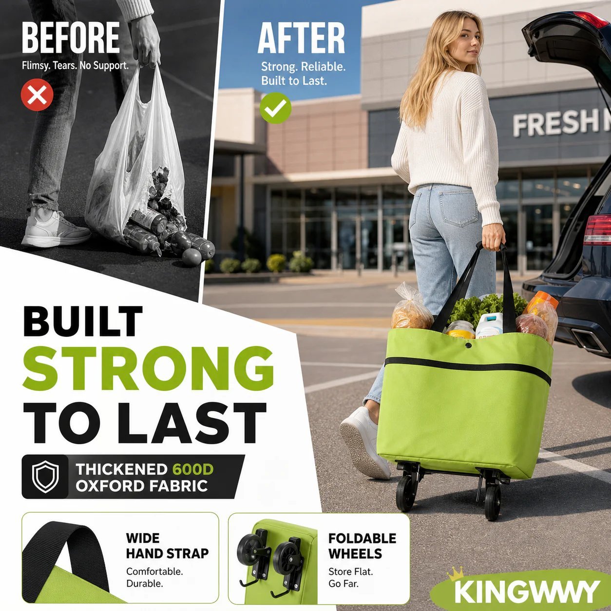 📢📢49% OFF !! ⏰2-in-1 Foldable Shopping Cart