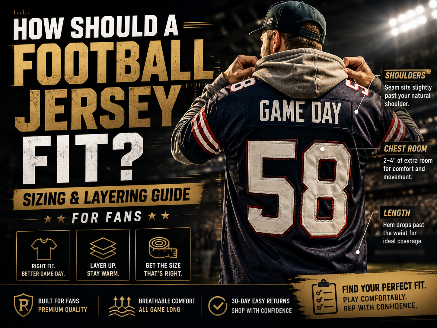 Football jersey fit sizing and layering guide for fans
