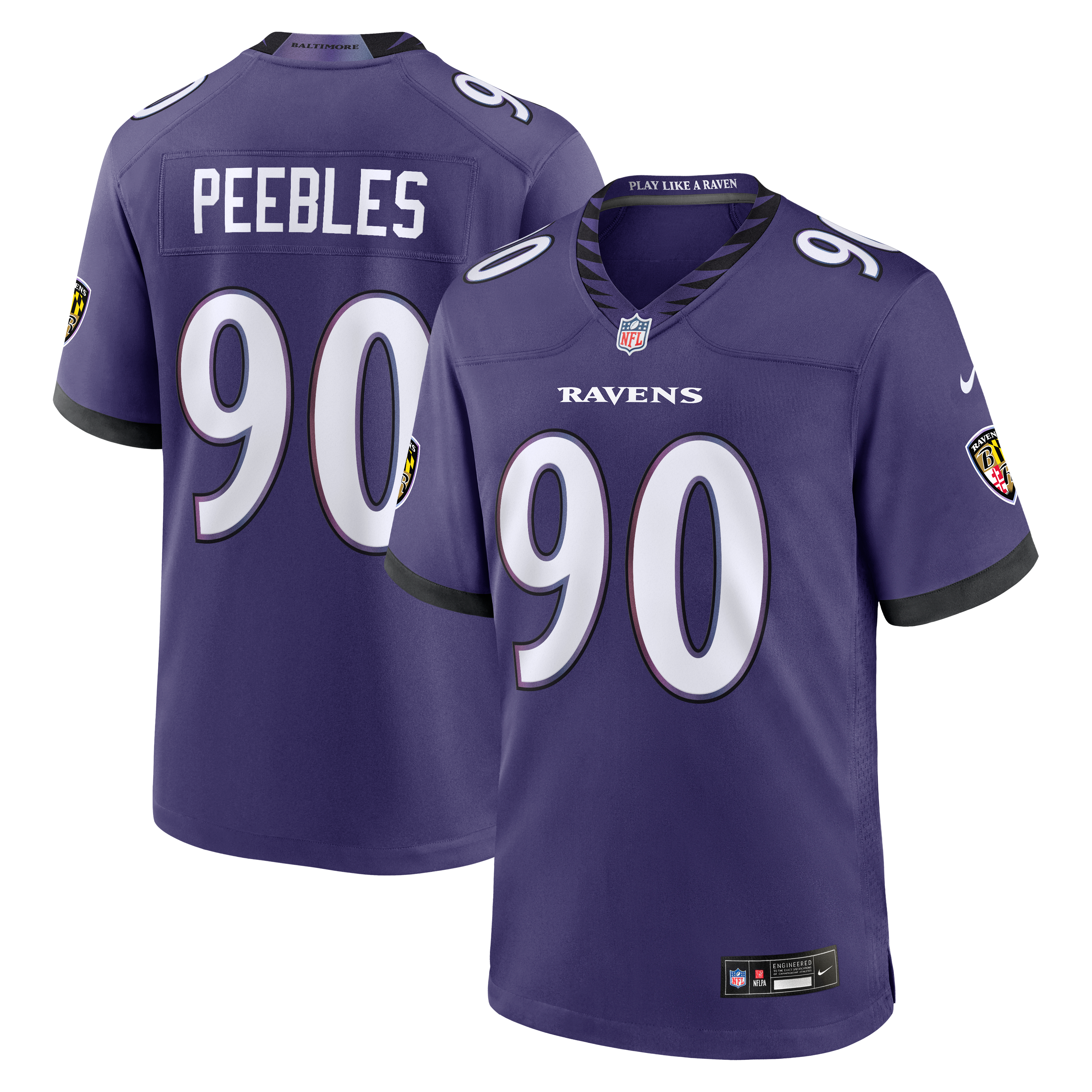 Aeneas Peebles Baltimore Ravens Team Game Jersey - Purple