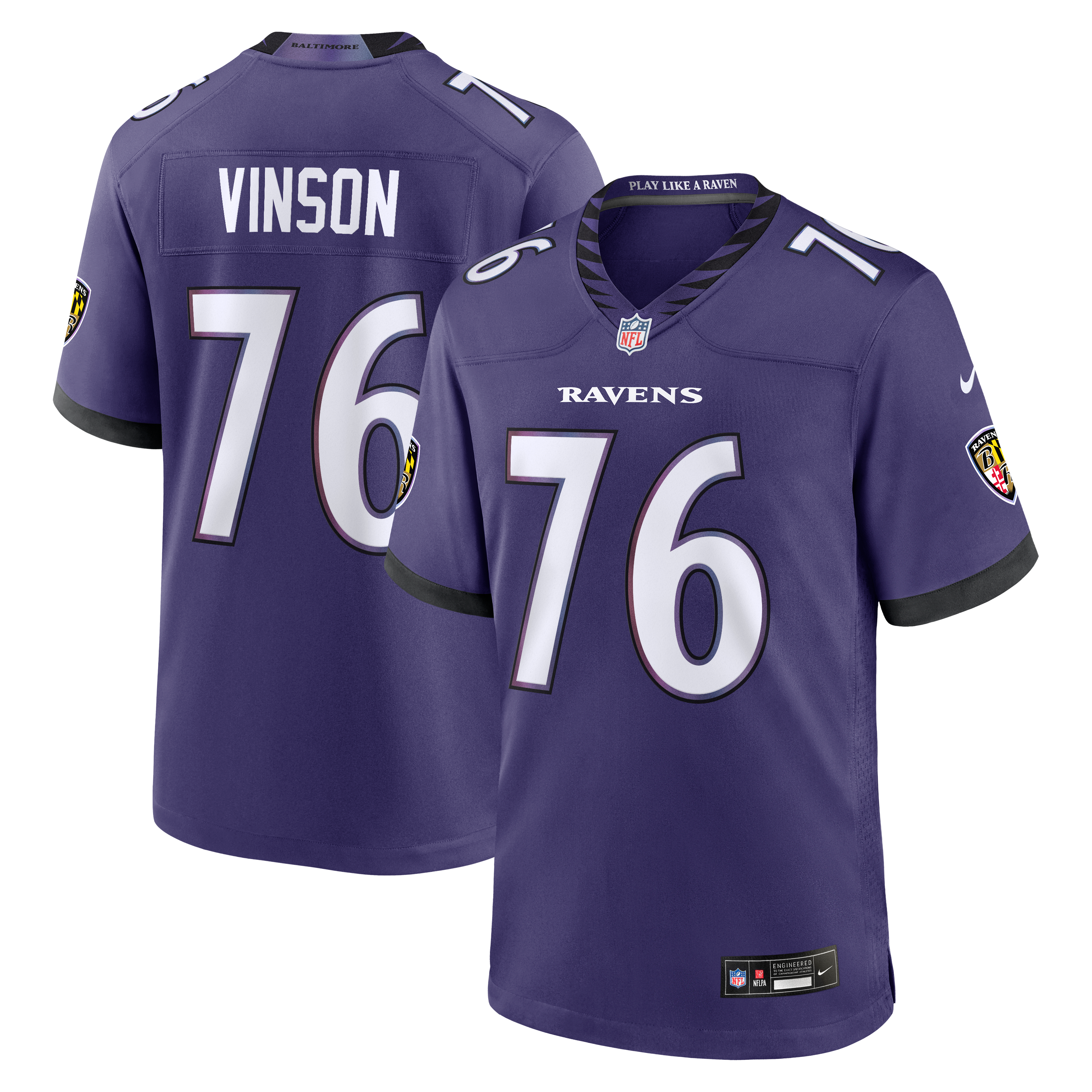 Carson Vinson Baltimore Ravens Team Game Jersey - Purple