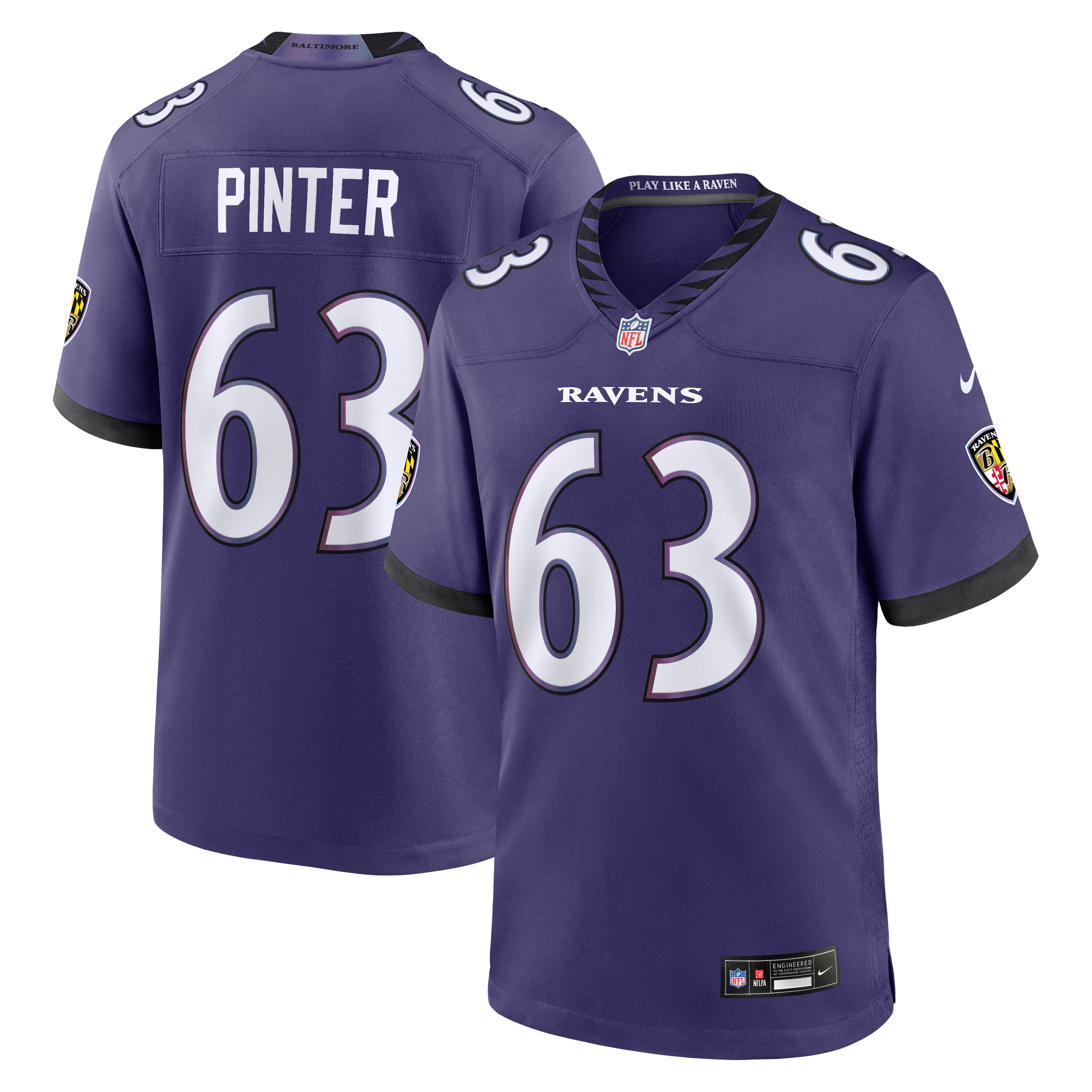 Danny Pinter Baltimore Ravens Team Game Jersey - Purple