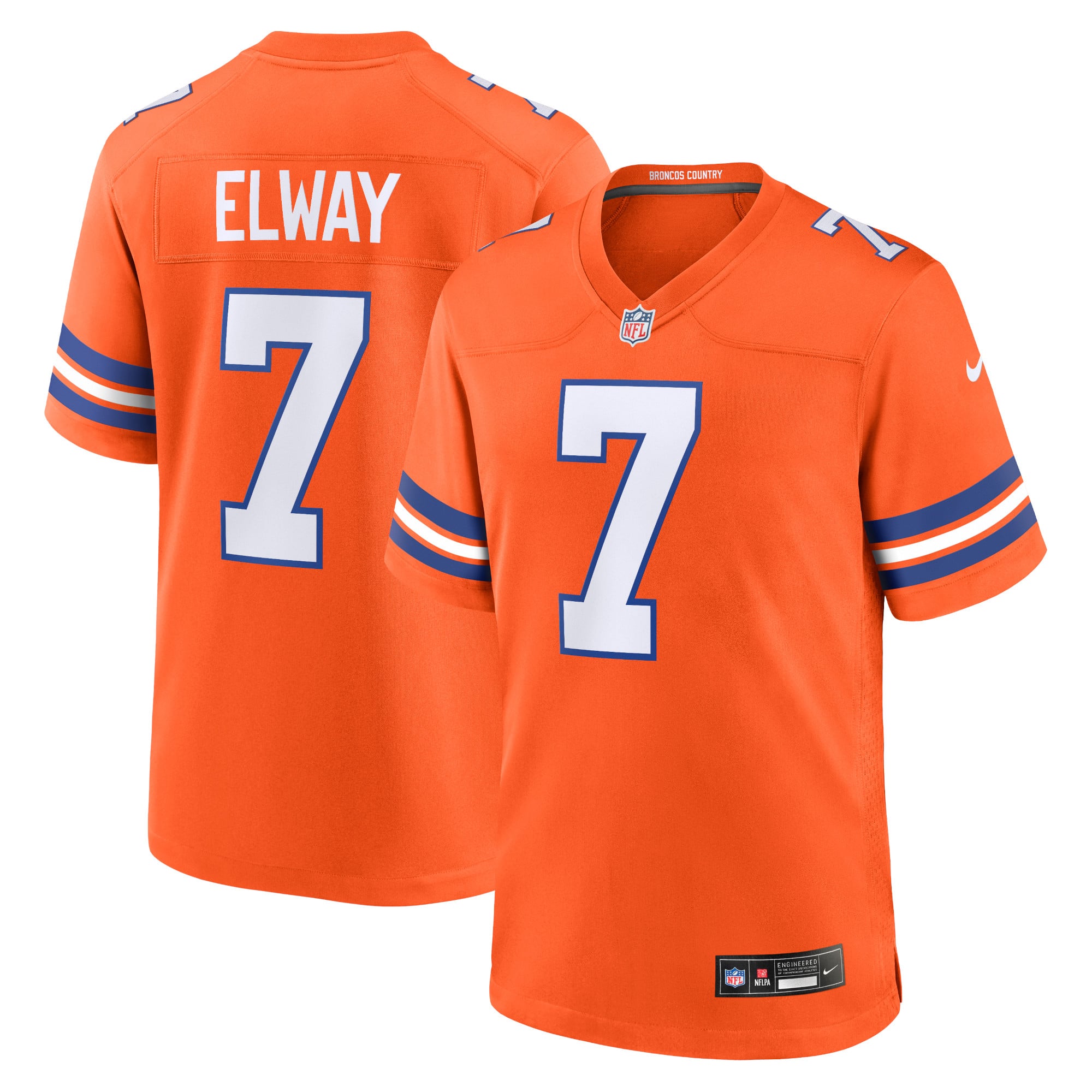 John Elway Denver Broncos Player Throwback Game Jersey - Orange