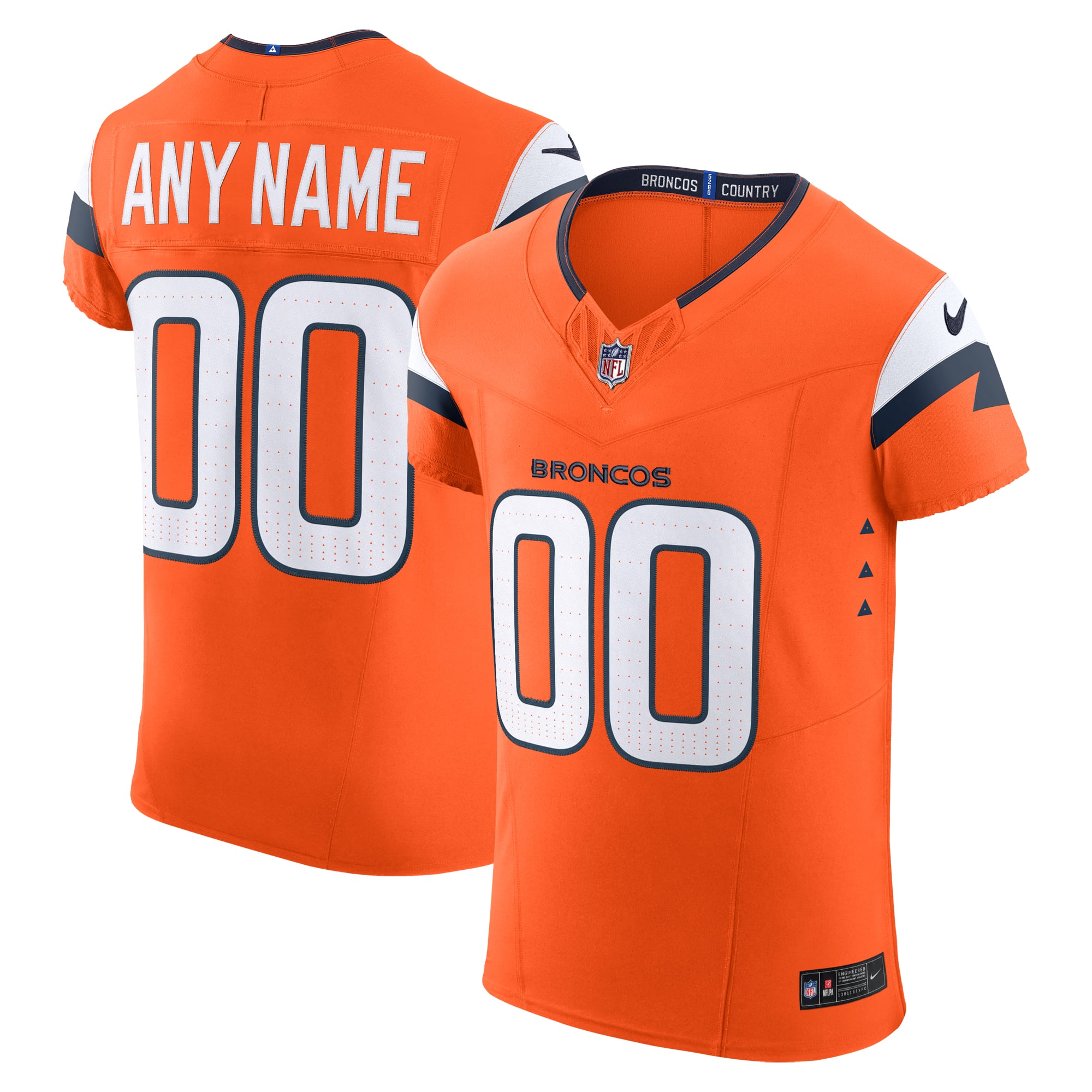 Denver Broncos Team Vapor F.U.S.E. Elite Custom Jersey - Orange