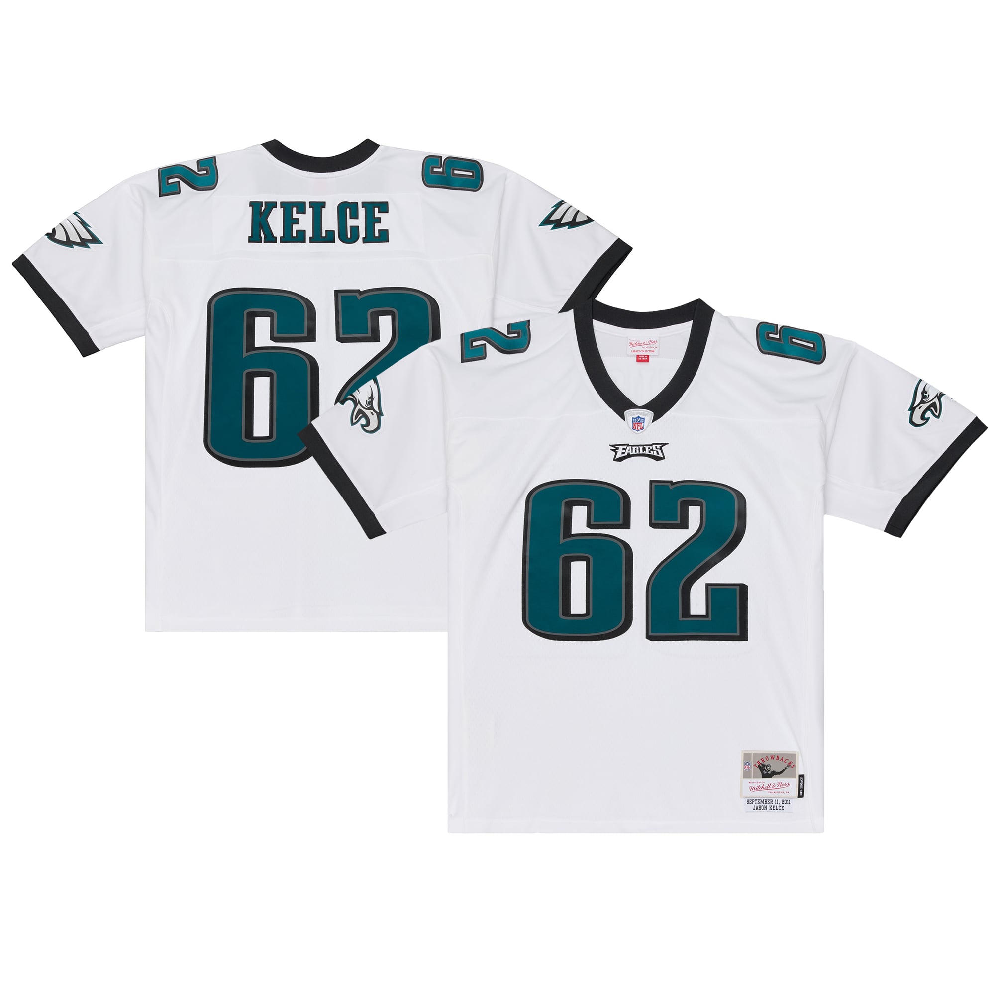 Jason Kelce Philadelphia Eagles Player Throwback Jersey - White